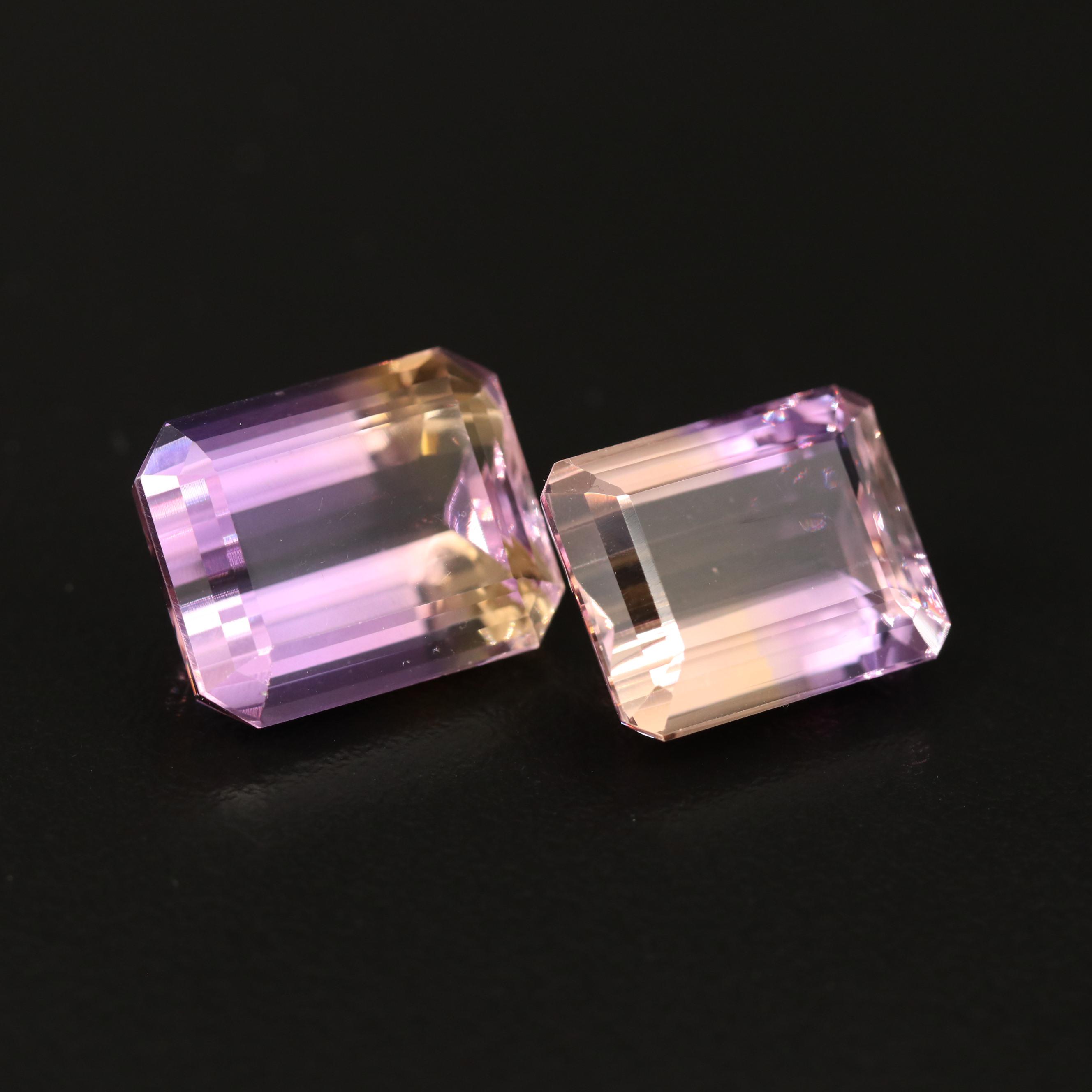 Loose 29.42 CTW Cut Cornered Rectangular Faceted Ametrines