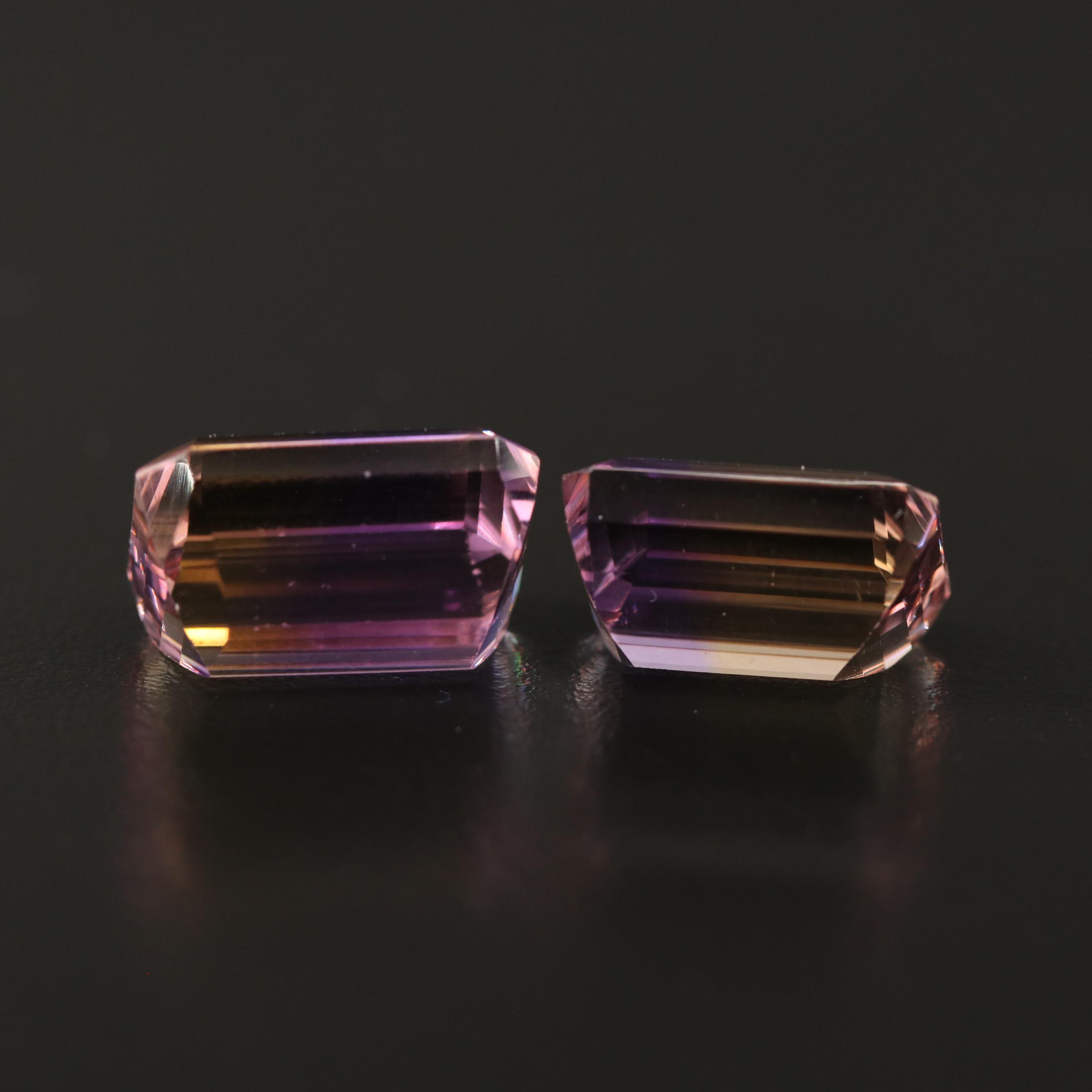 Loose 29.42 CTW Cut Cornered Rectangular Faceted Ametrines
