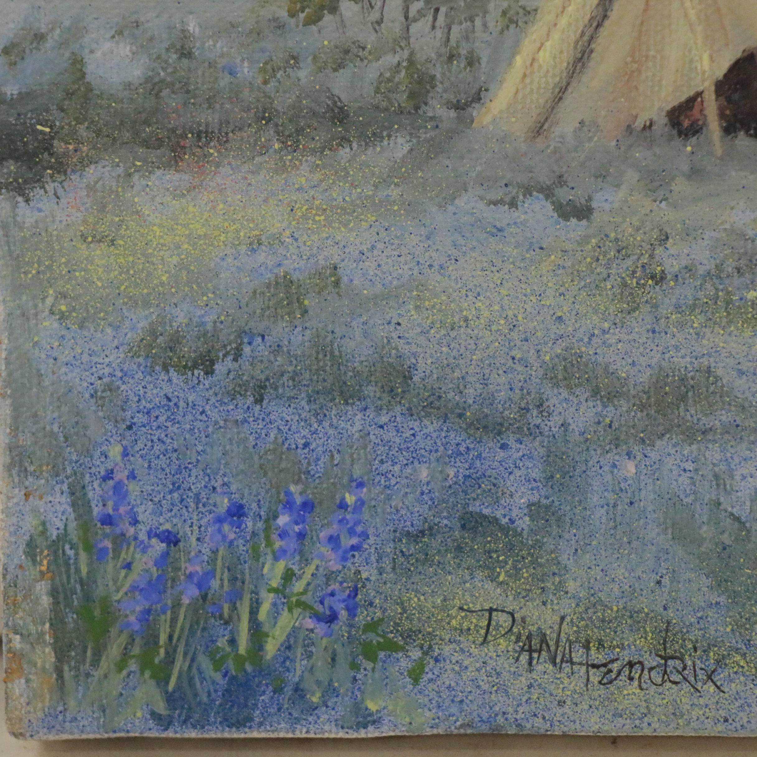 Diane Hendrix Oil Painting of a American West Scene, Late 20th Century