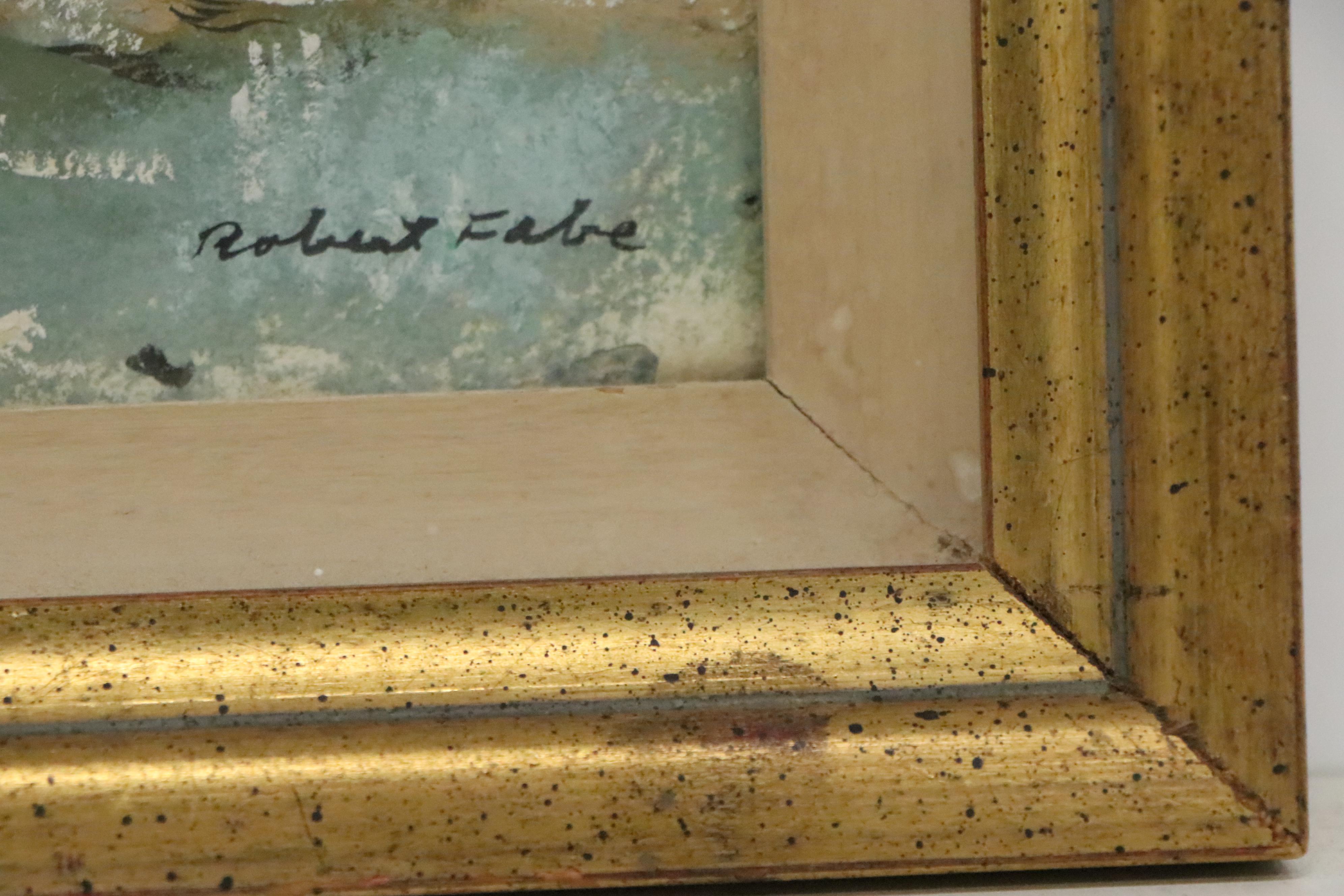 Robert Fabe Coastal Scene Tempera Painting, Mid to Late 20th Century