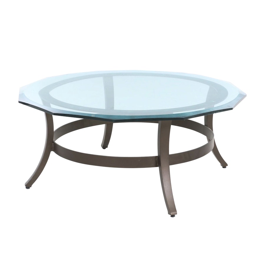 Metal Frame Coffee Table with Glass Top, 21st Century