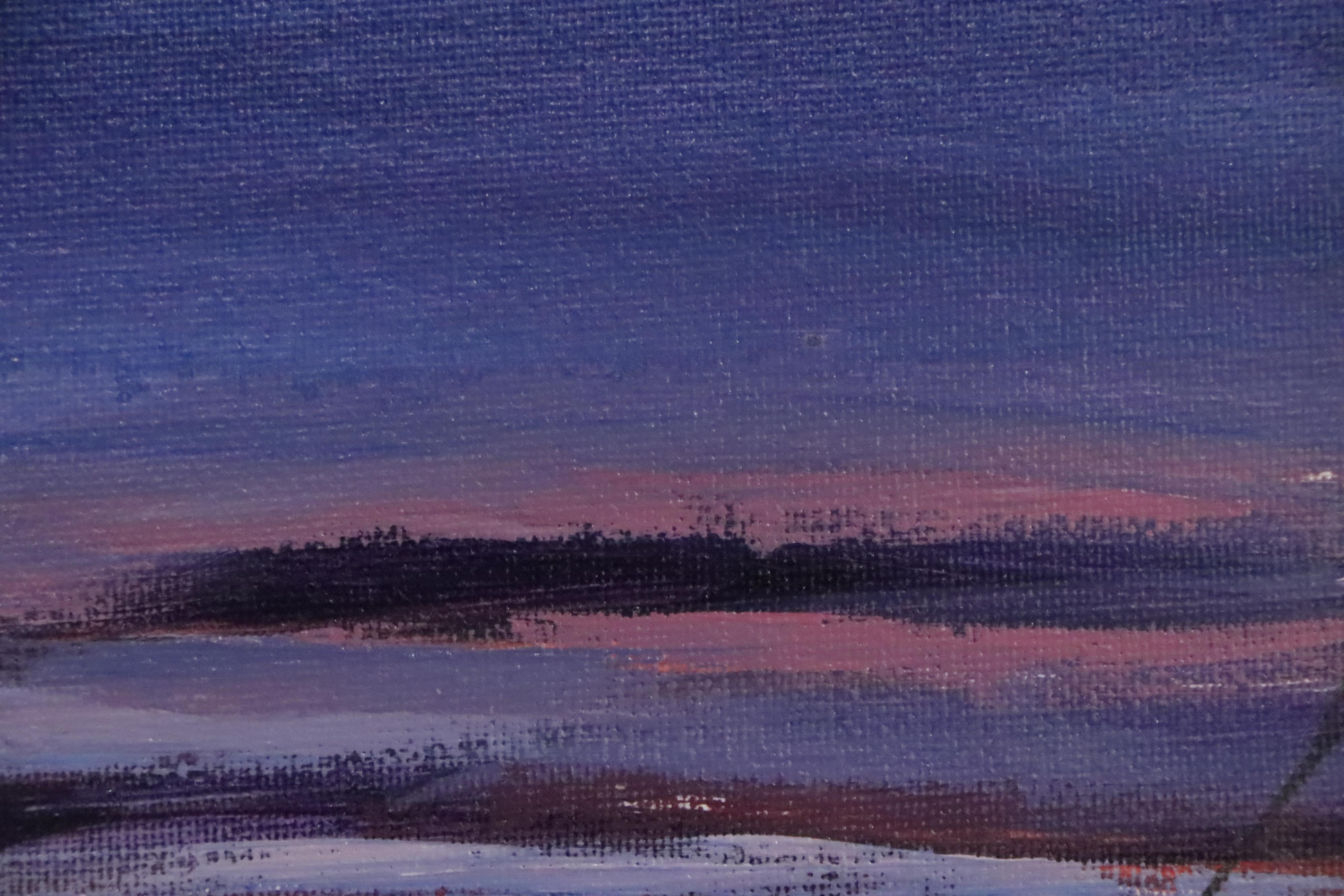 Shawn Shawn Acrylic Sunset Painting, 21st Century