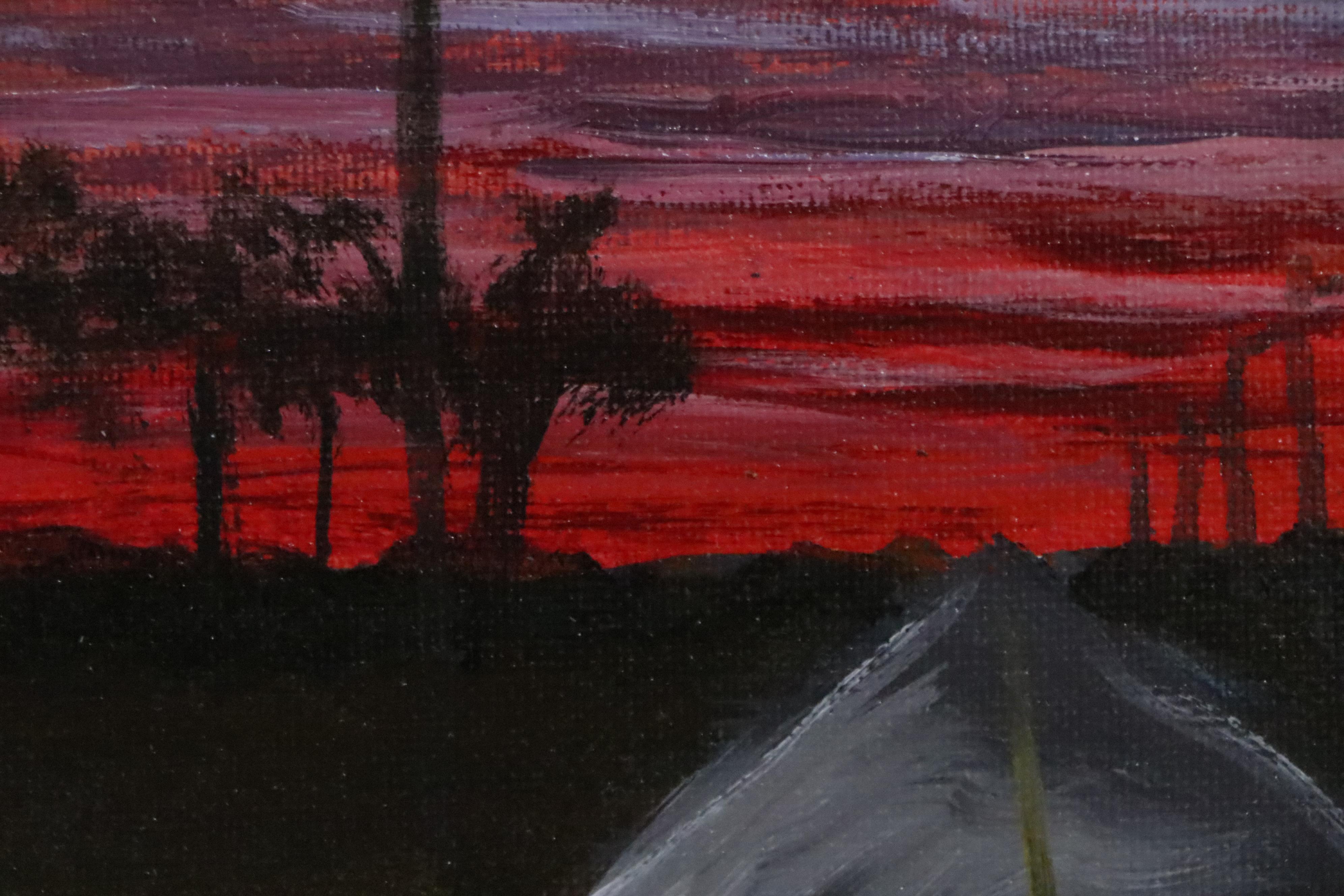 Shawn Shawn Acrylic Sunset Painting, 21st Century