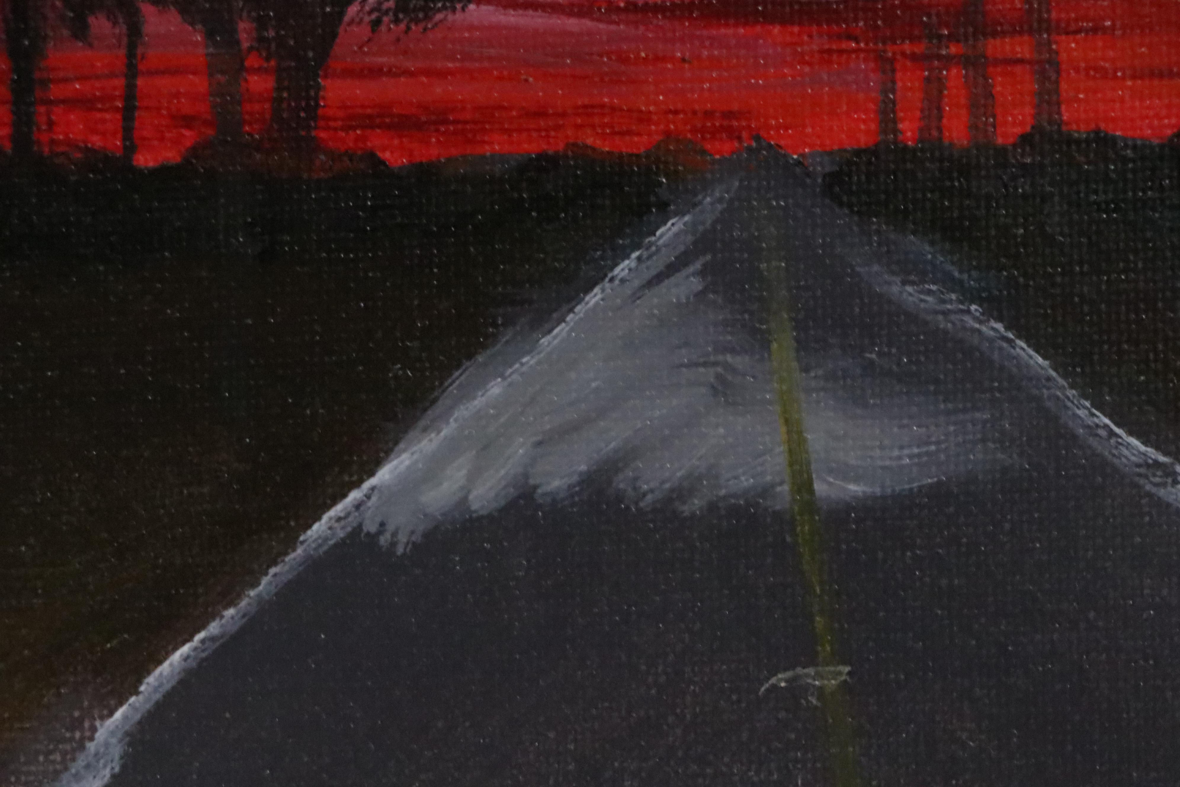 Shawn Shawn Acrylic Sunset Painting, 21st Century