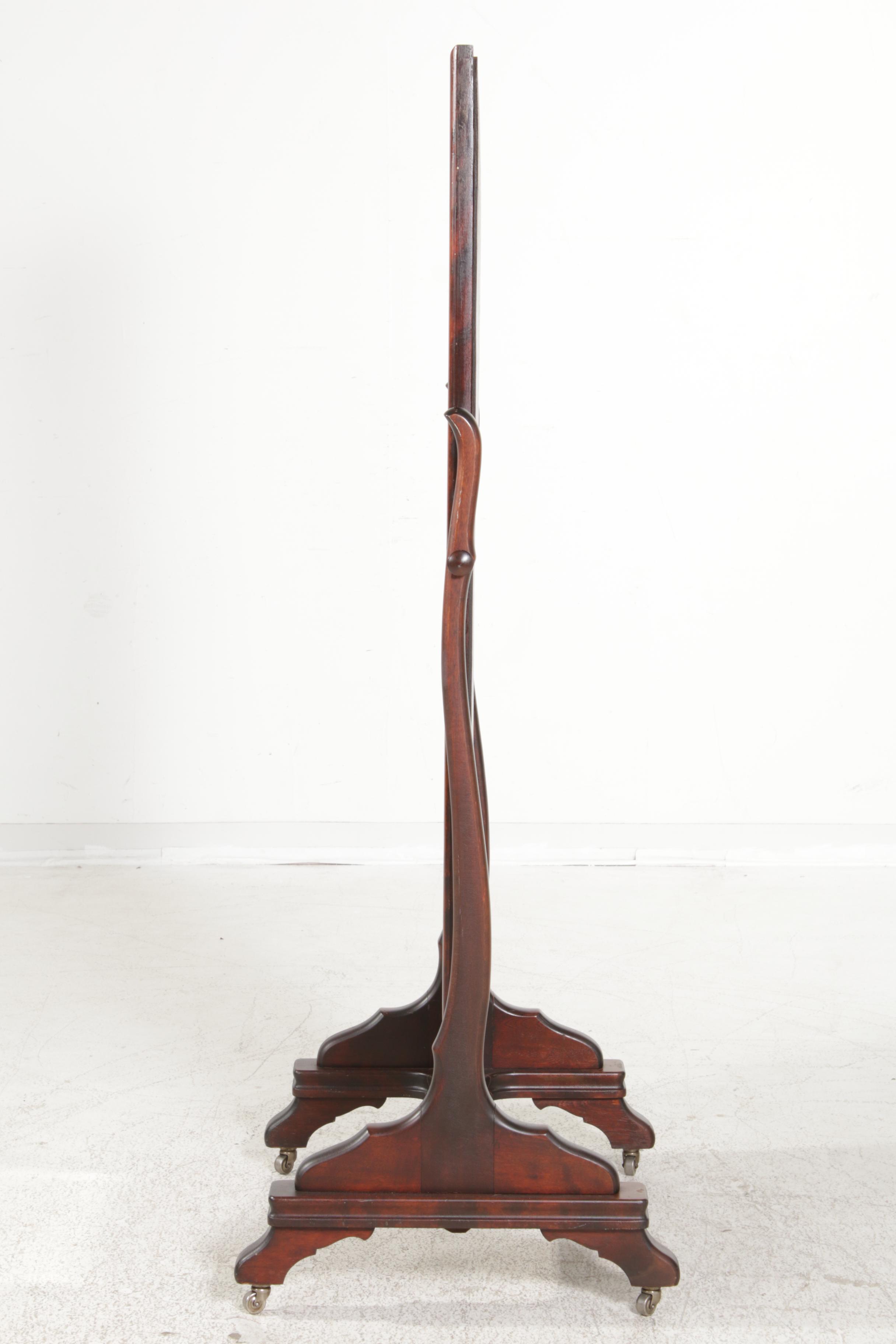 Victorian Style Walnut Cheval Mirror