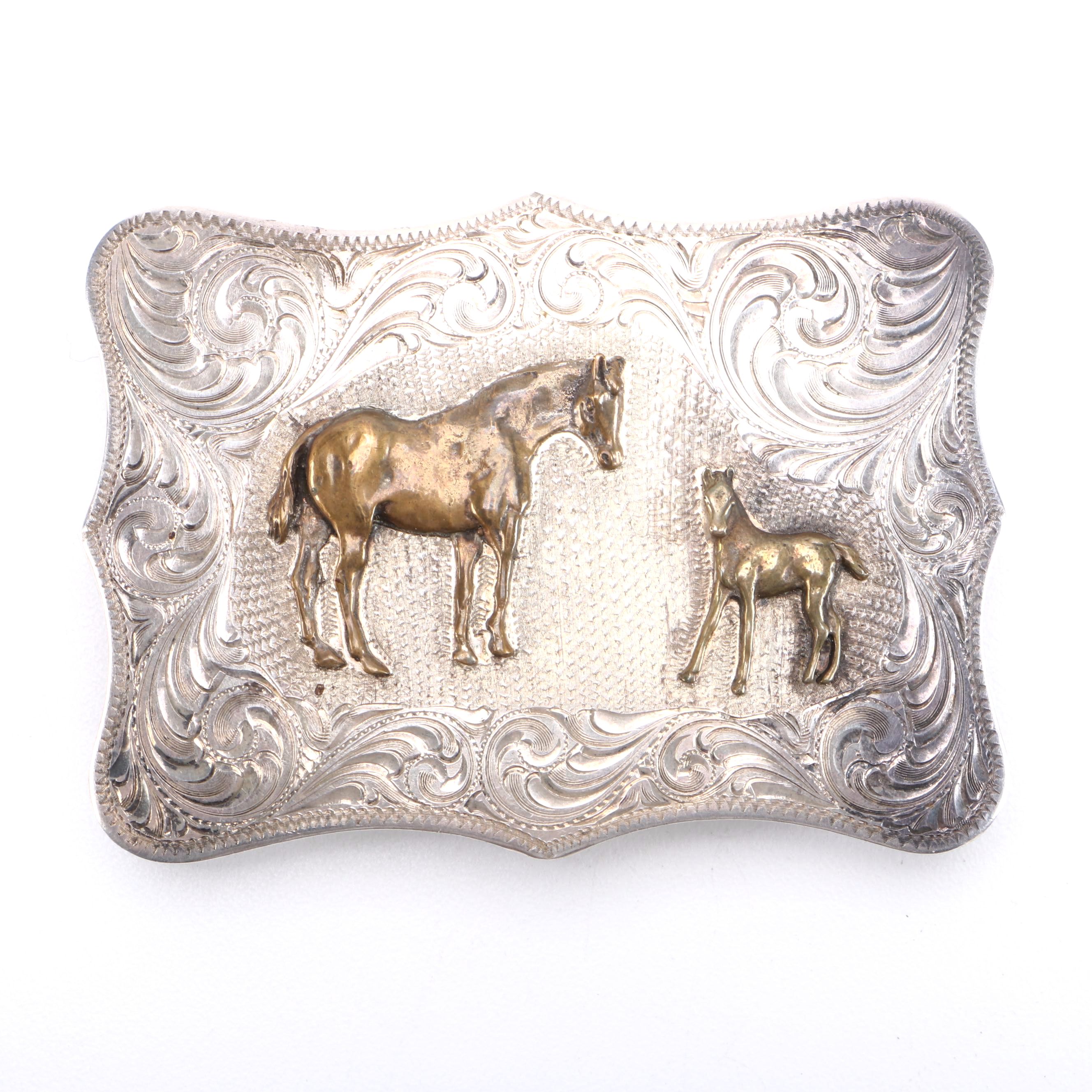 Silver State Silver Company Sterling Silver Western Horst Motif Belt Buckle