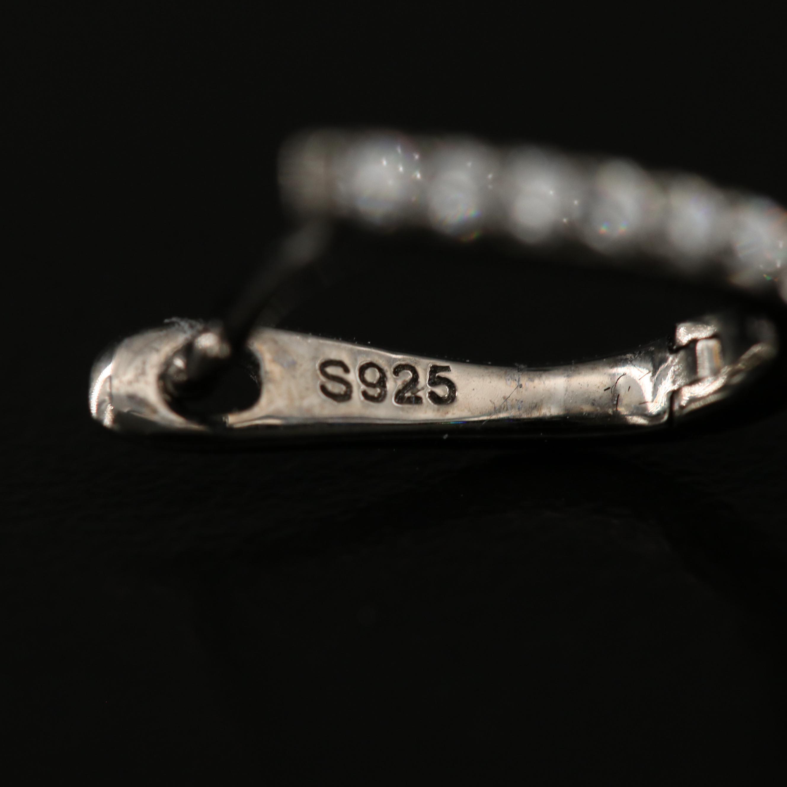 Sterling Silver Cubic Zirconia Heart Dangle Earrings