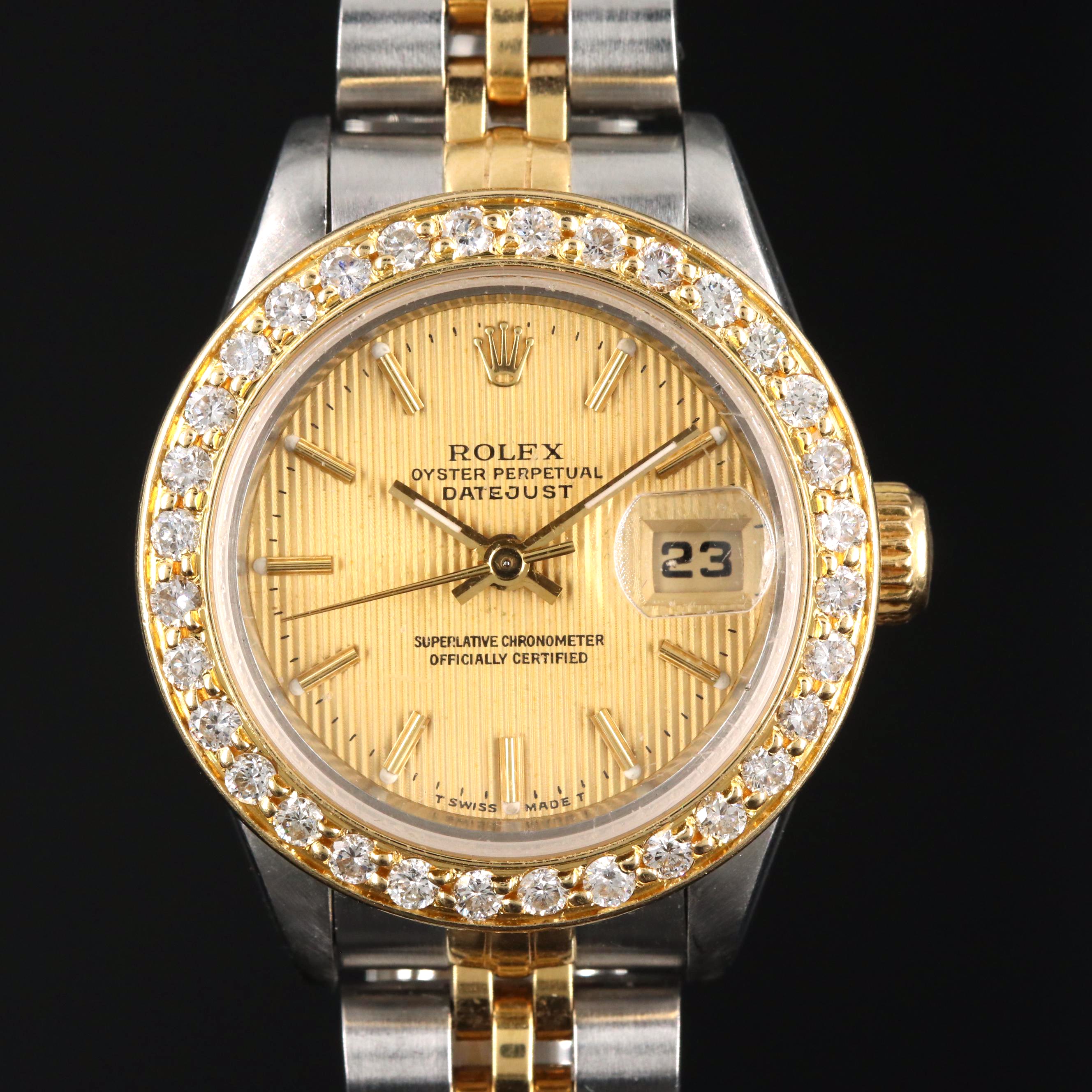 1993 Rolex Datejust 18K and Stainless Steel Diamond Bezel Automatic Watch
