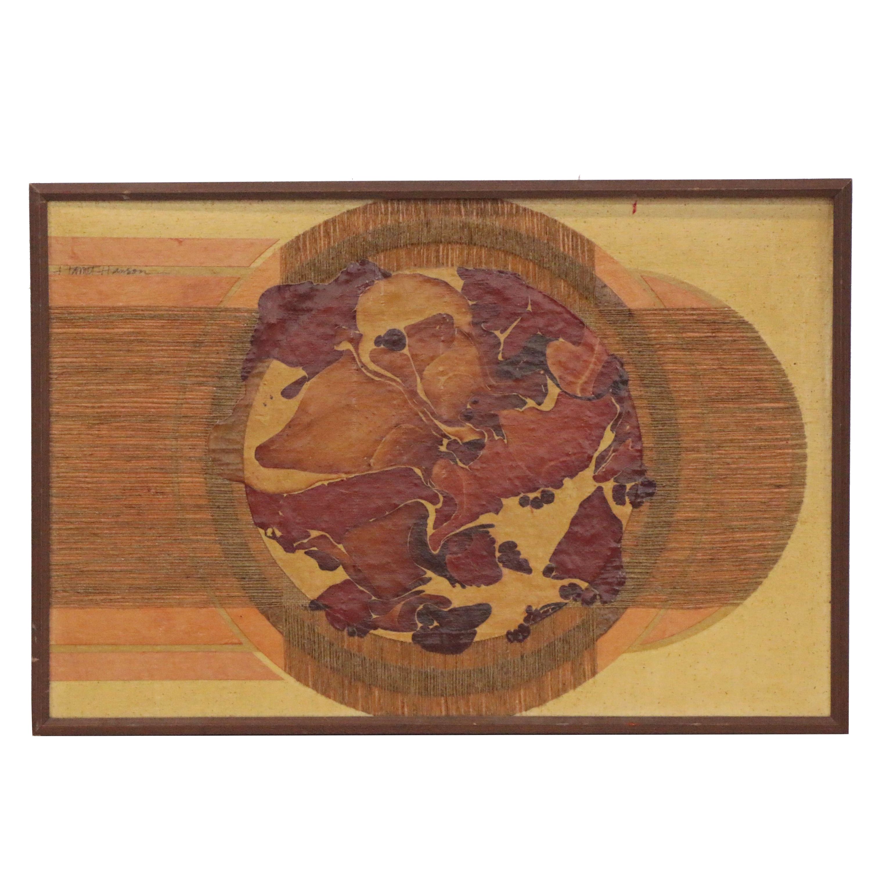 Harriet Hanson Mixed Media Abstract Painting, Mid to Late 20th Century