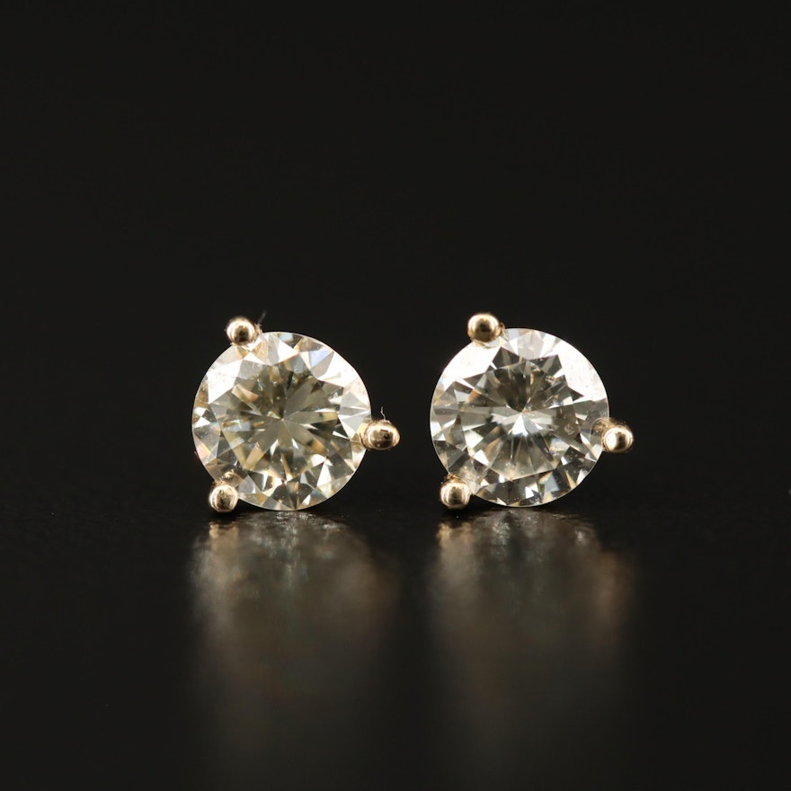 14K 1.00 CTW Martini Set Diamond Stud Earrings