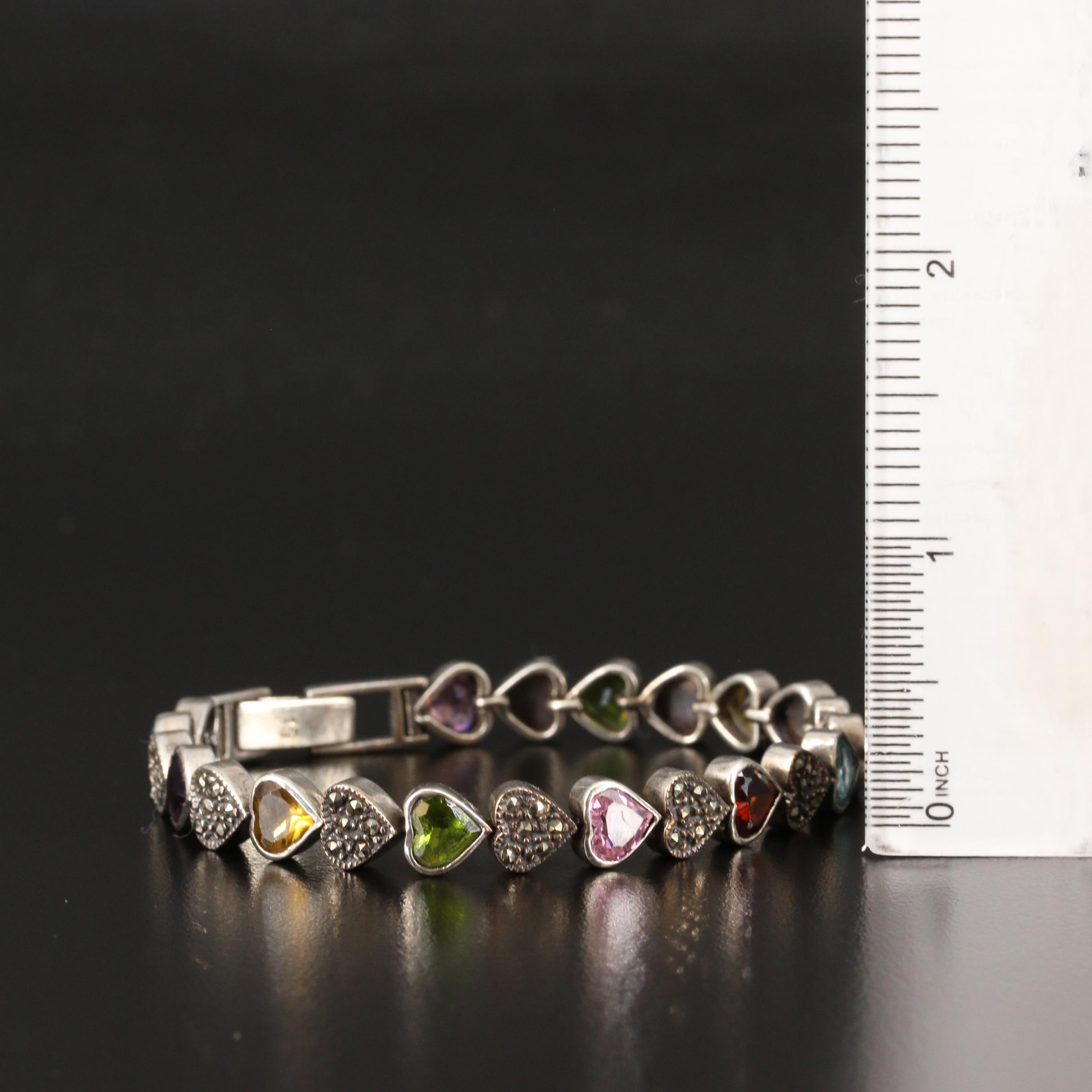 Collection of Sterling Bracelets with Sapphire, Diamond and Garnet