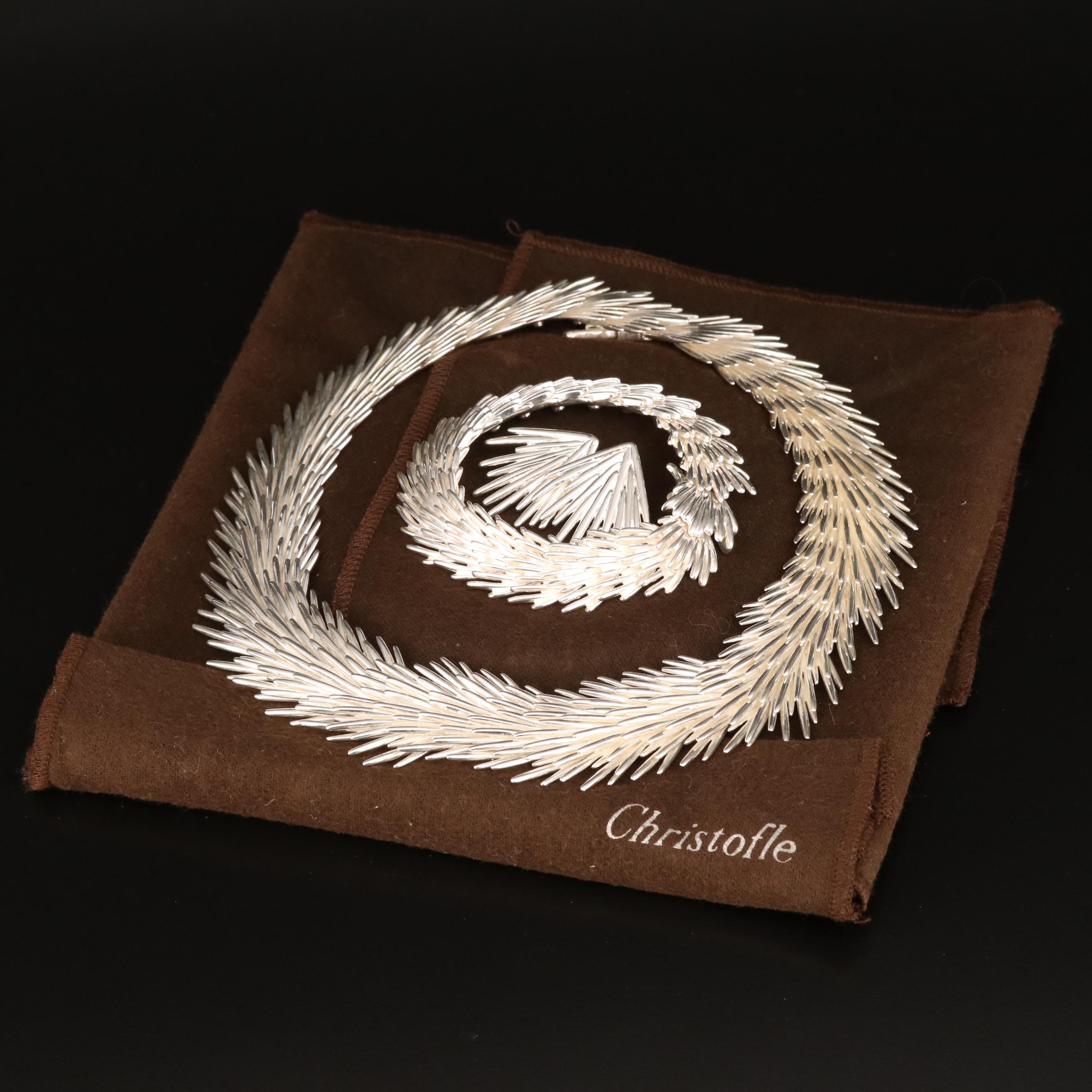 Christofle "Palmaceae Frond" Sterling Jewelry Set by Designer Michele Oka Doner