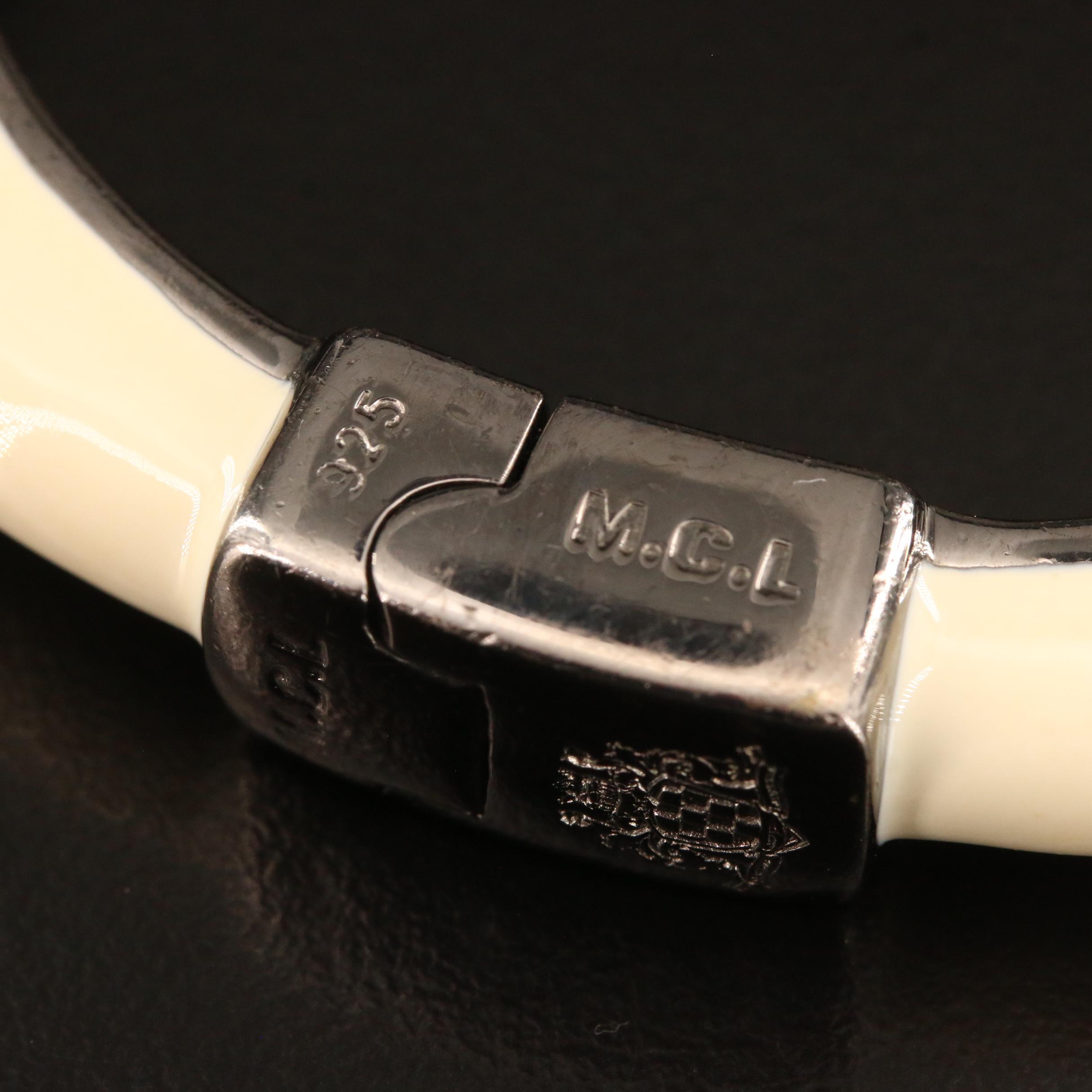 MCL by Matthew Campbell Laurenza Sterling Pearl and Sapphire Clamper Bangle