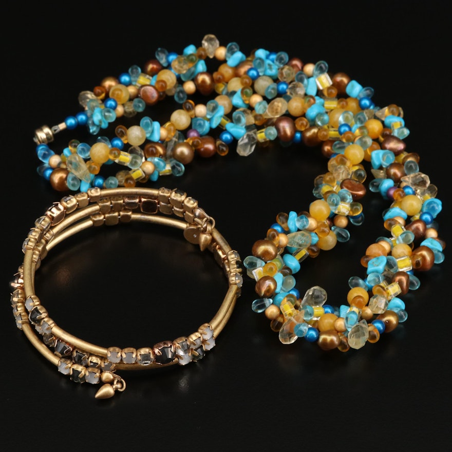 Stella & Dot Station Wrap Bracelet with Beaded Necklace
