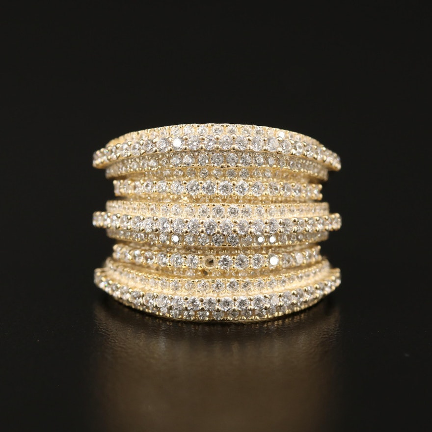 Sterling Silver Cubic Zirconia Multi-Row Tapered Band