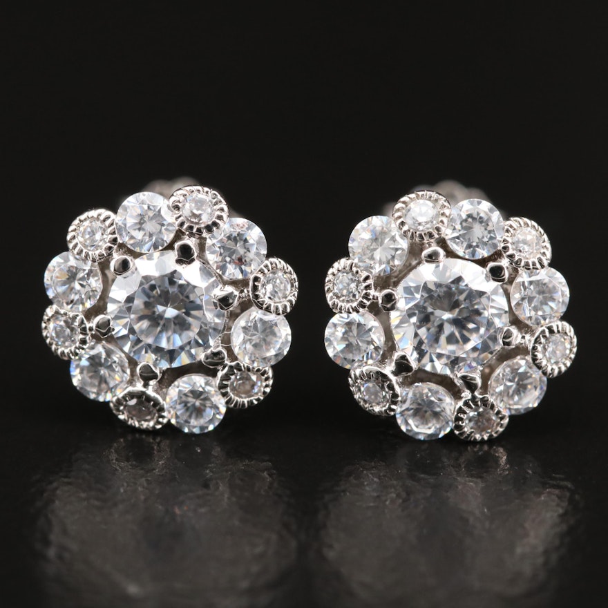 Sterling Cubic Zirconia Stud Earrings