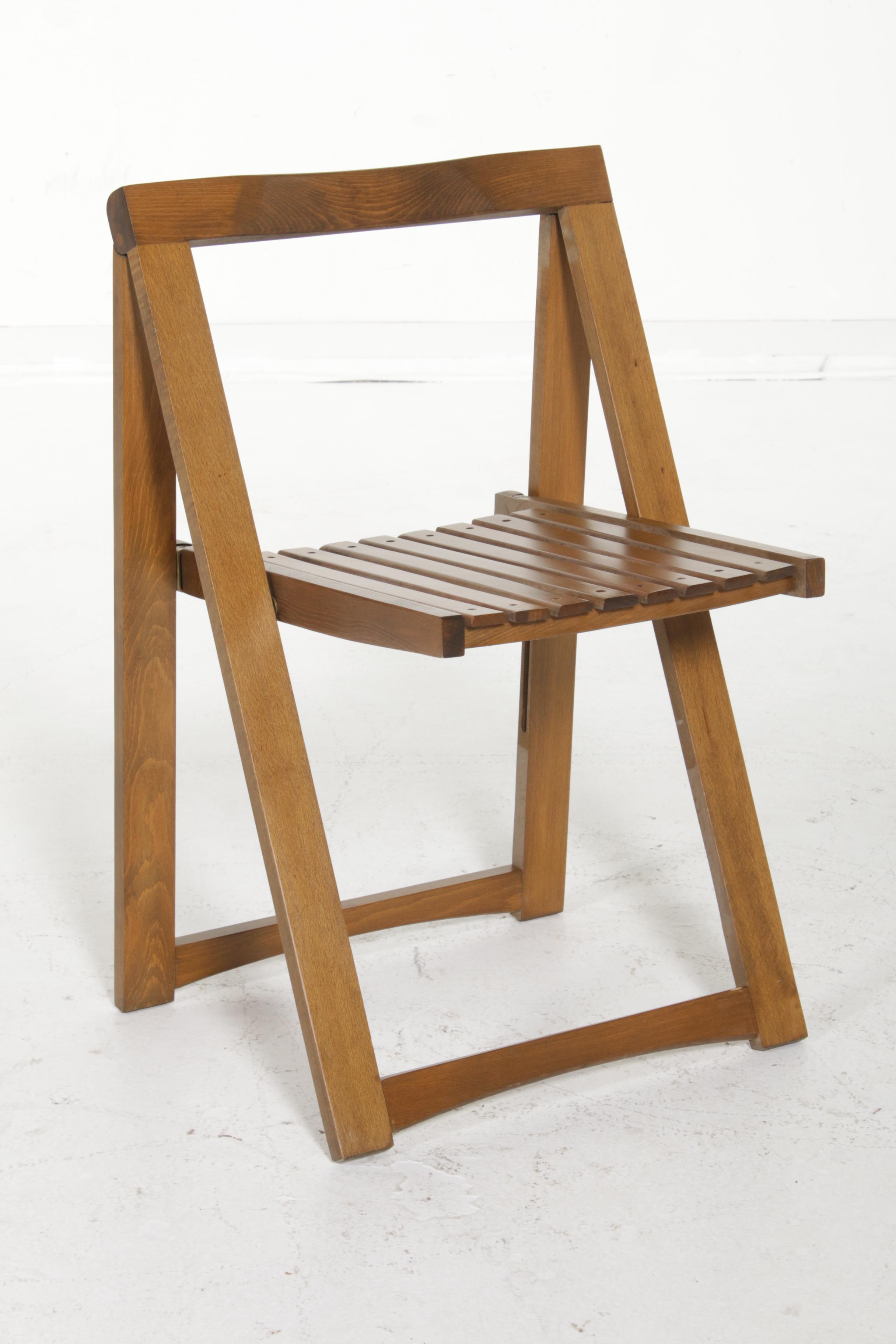 Mid Century Modern Gate-Leg Storage Table Five-Piece Set with Folding Chairs