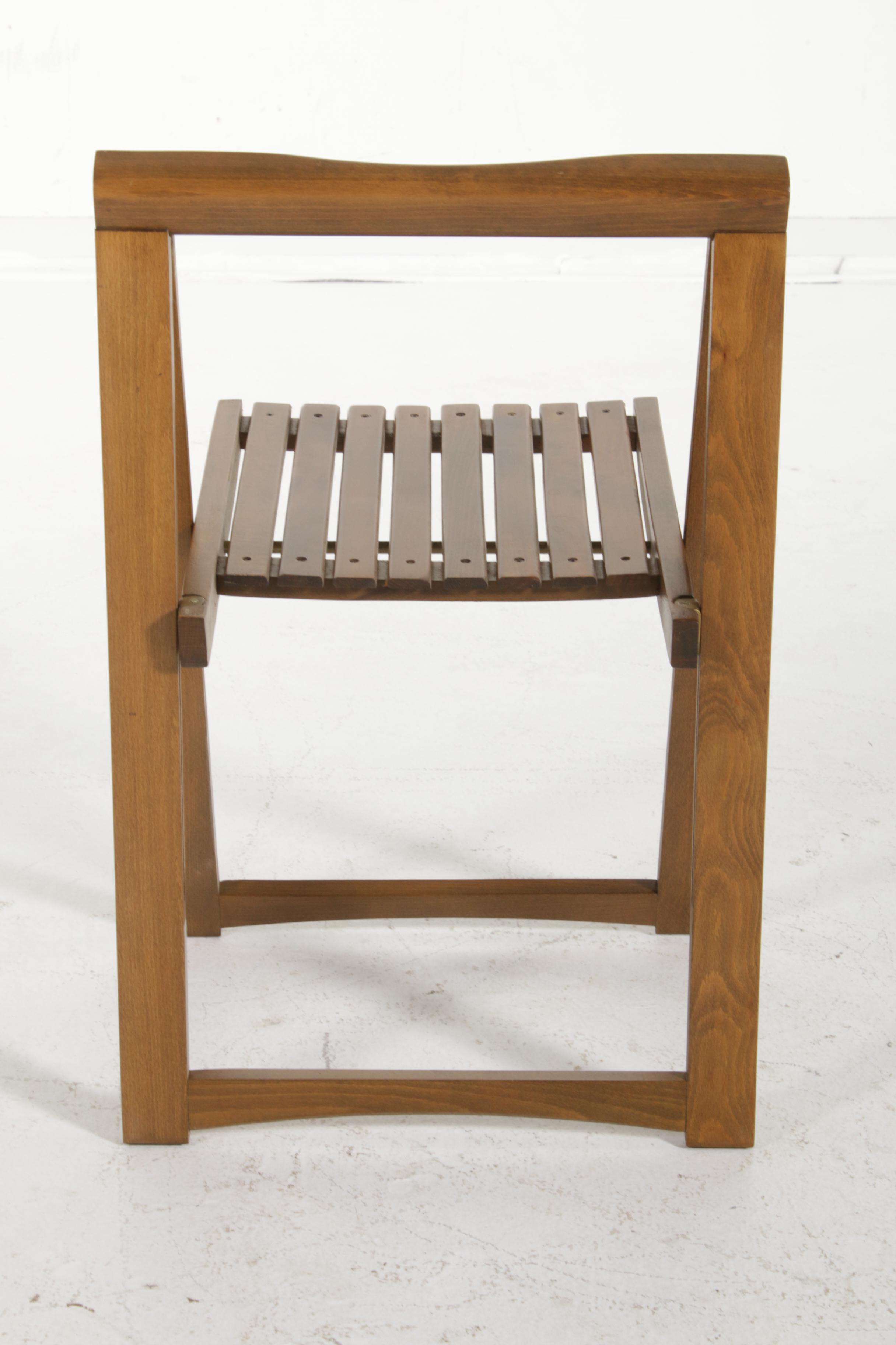 Mid Century Modern Gate-Leg Storage Table Five-Piece Set with Folding Chairs