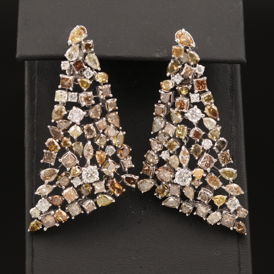 14K 18.17 CTW Diamond Earrings with Fancy Brown and Yellow Diamonds