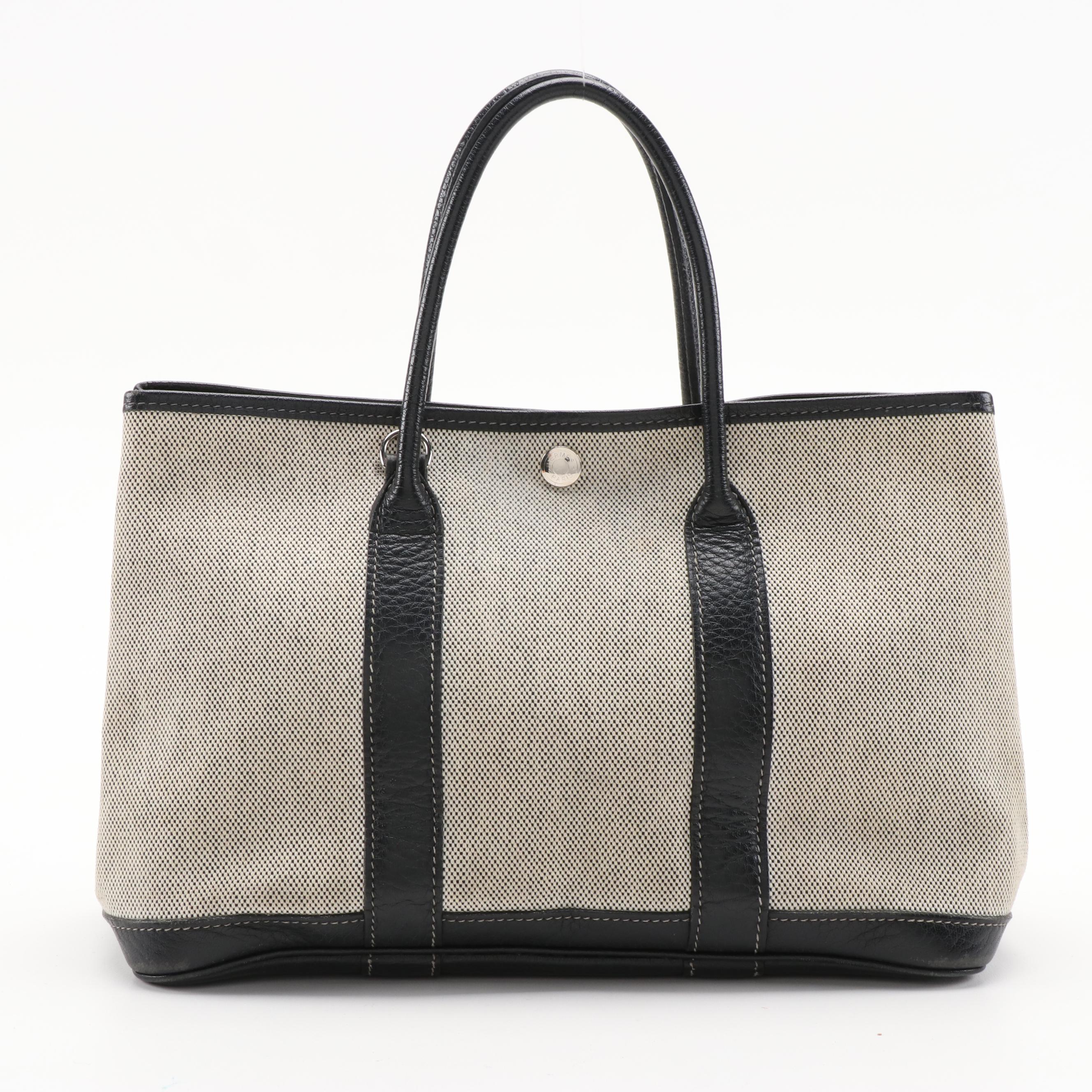 Hermès Garden Party 30 Toile Canvas and Black Leather Two-Way Tote