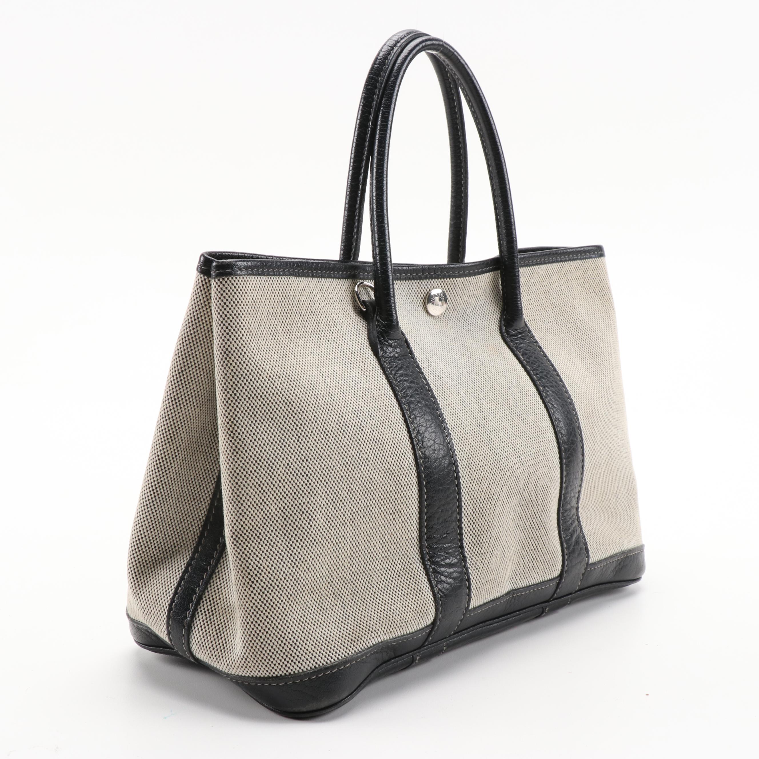 Hermès Garden Party 30 Toile Canvas and Black Leather Two-Way Tote