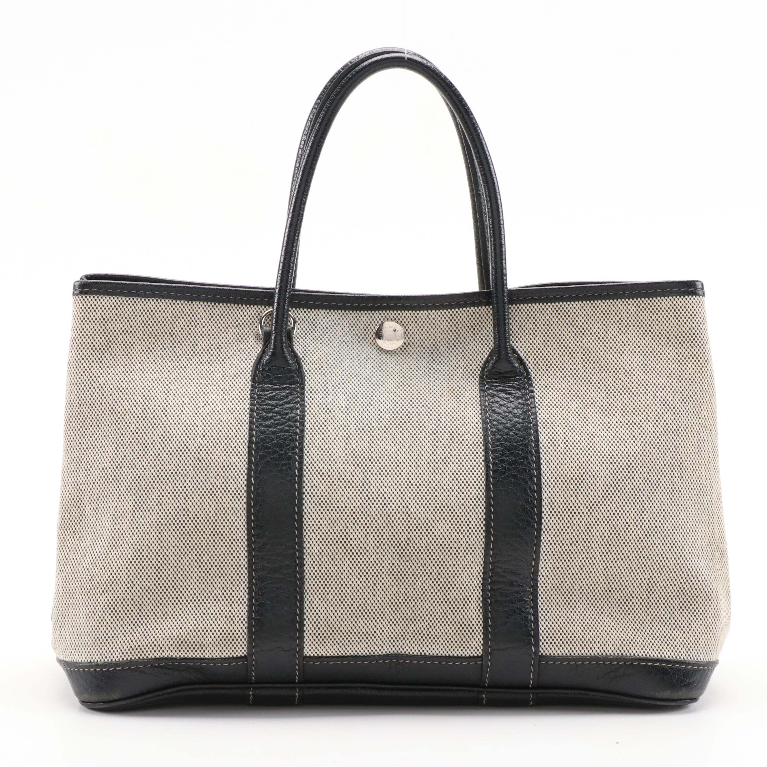 Hermès Garden Party 30 Toile Canvas and Black Leather Two-Way Tote