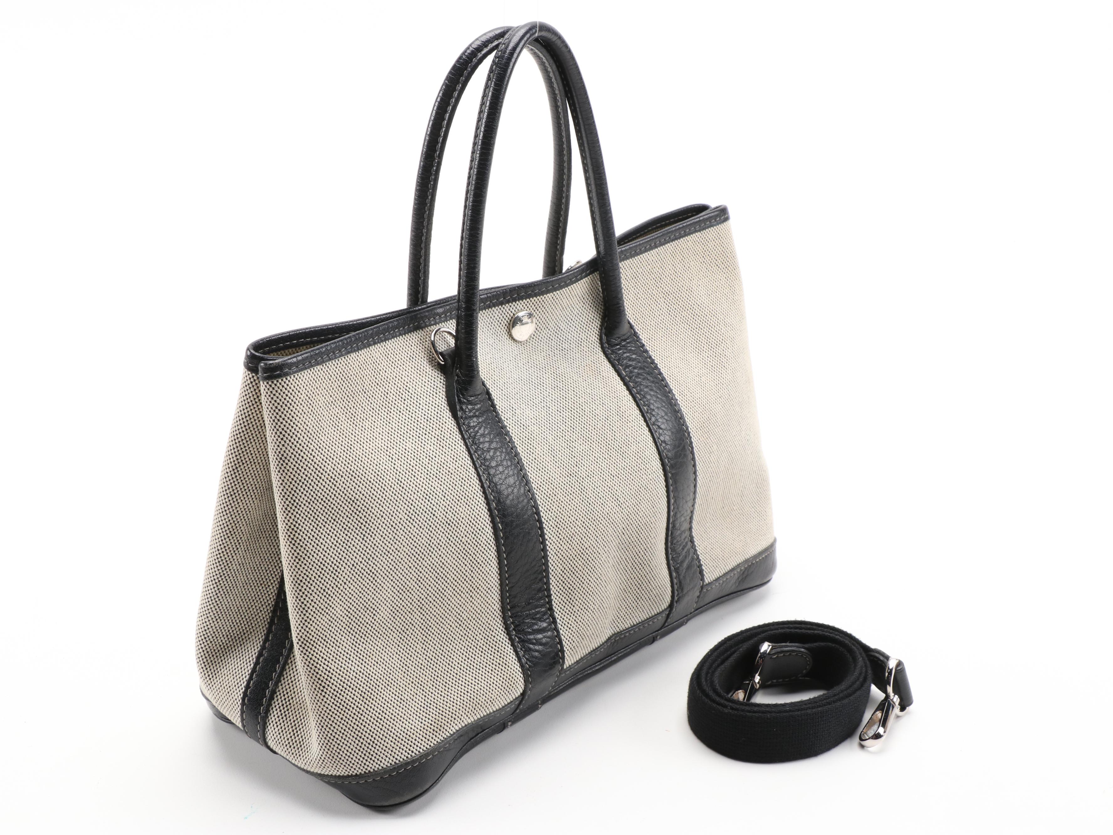 Hermès Garden Party 30 Toile Canvas and Black Leather Two-Way Tote