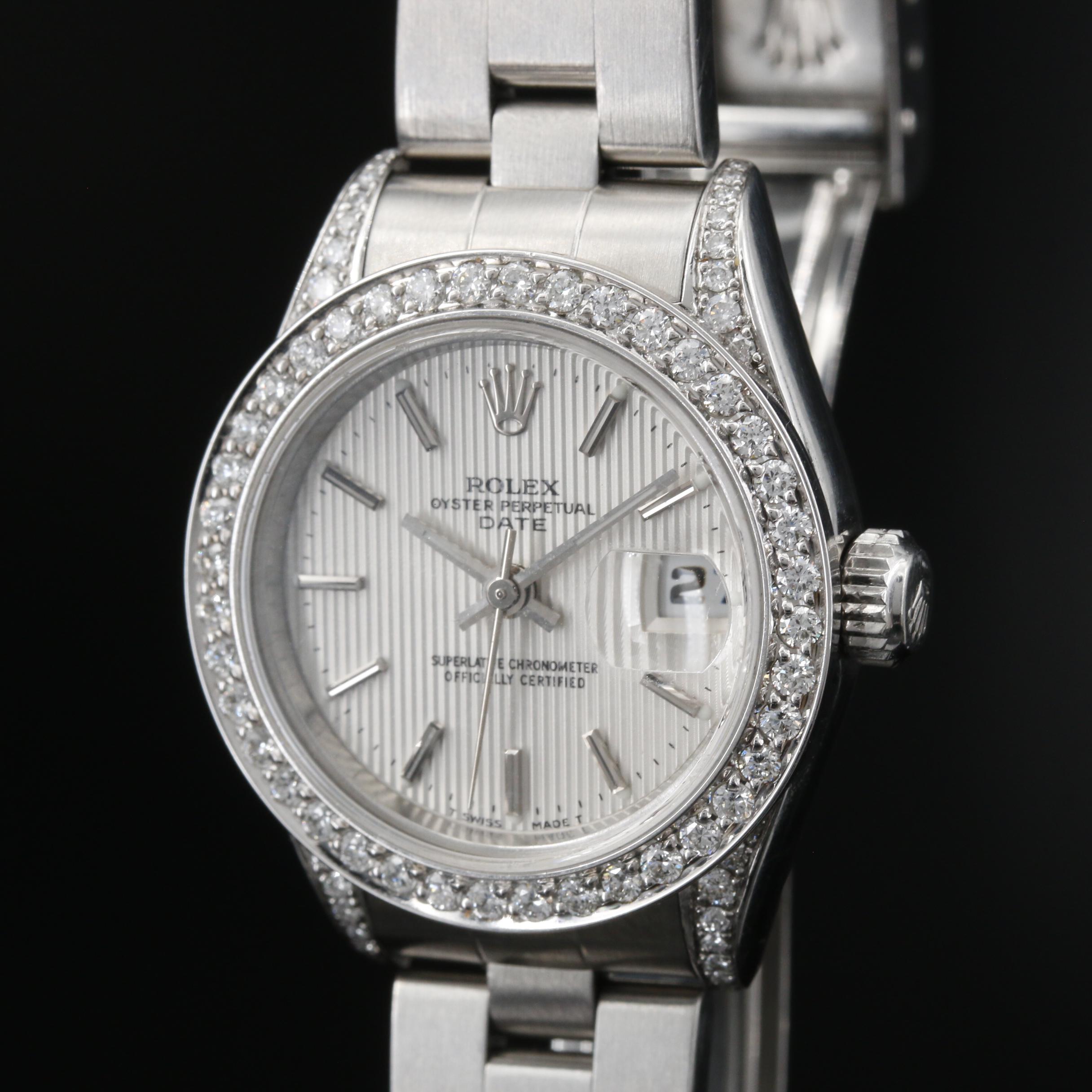 1998 Rolex Date 1.00 CTW Diamond and Stainless Steel Automatic Watch
