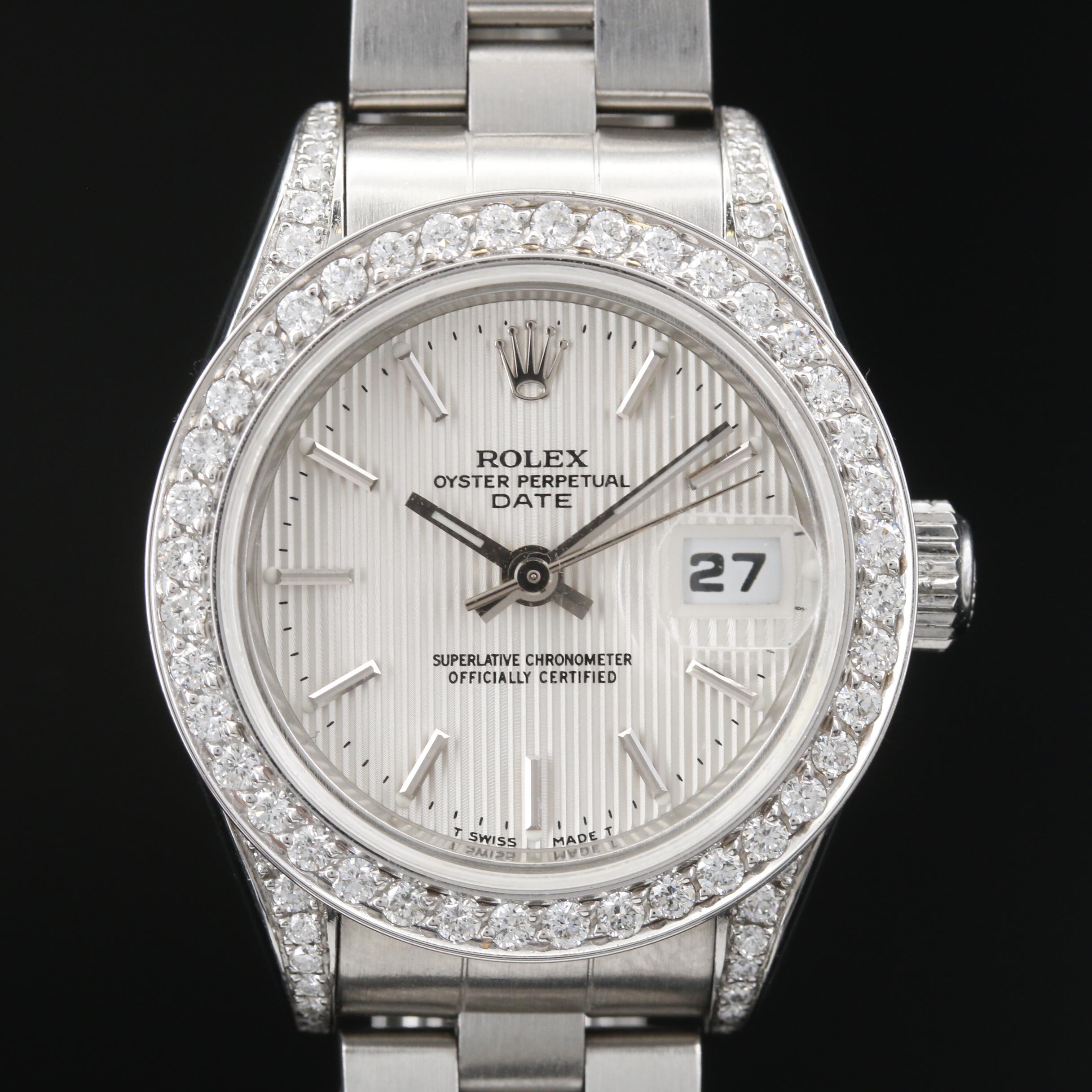 1998 Rolex Date 1.00 CTW Diamond and Stainless Steel Automatic Watch