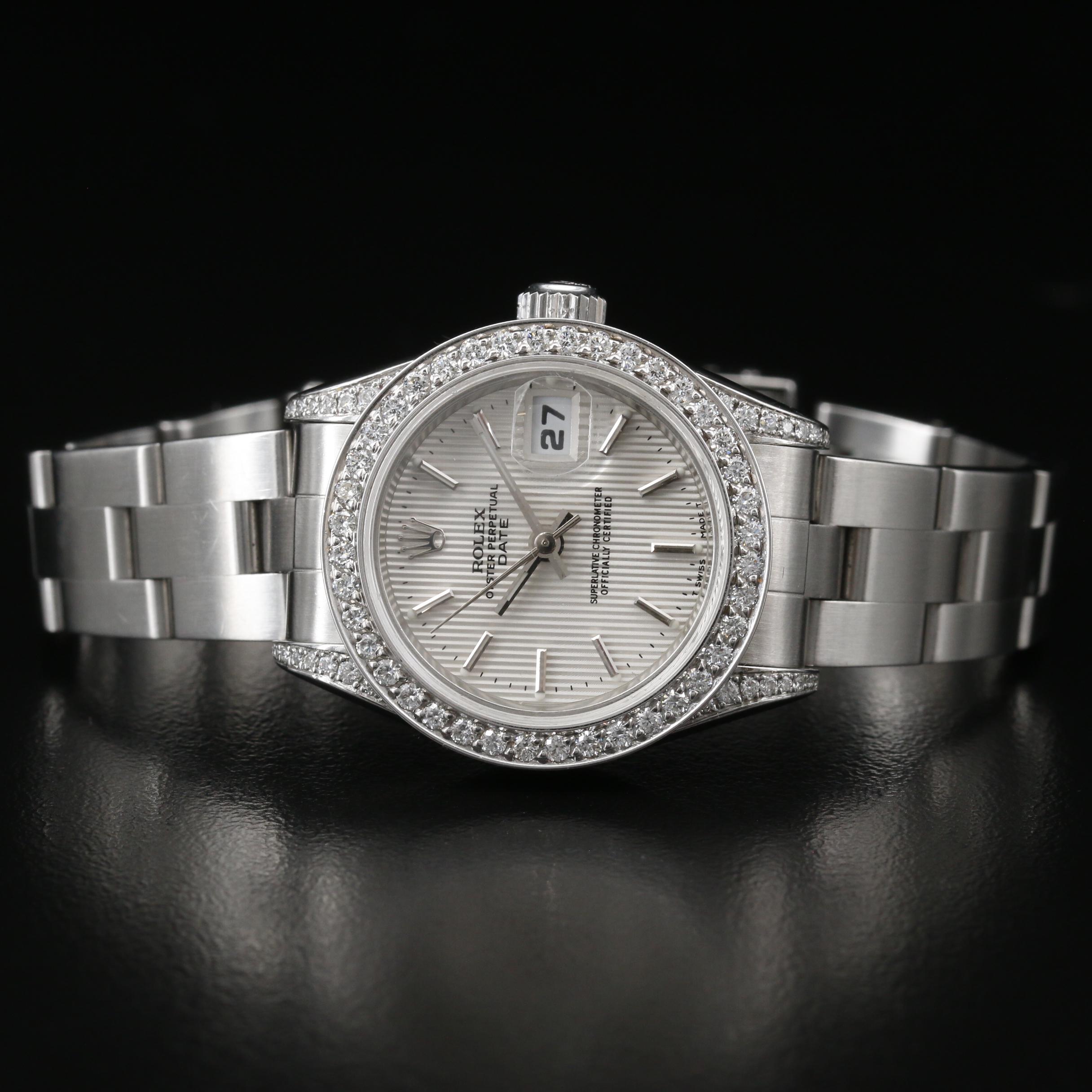 1998 Rolex Date 1.00 CTW Diamond and Stainless Steel Automatic Watch