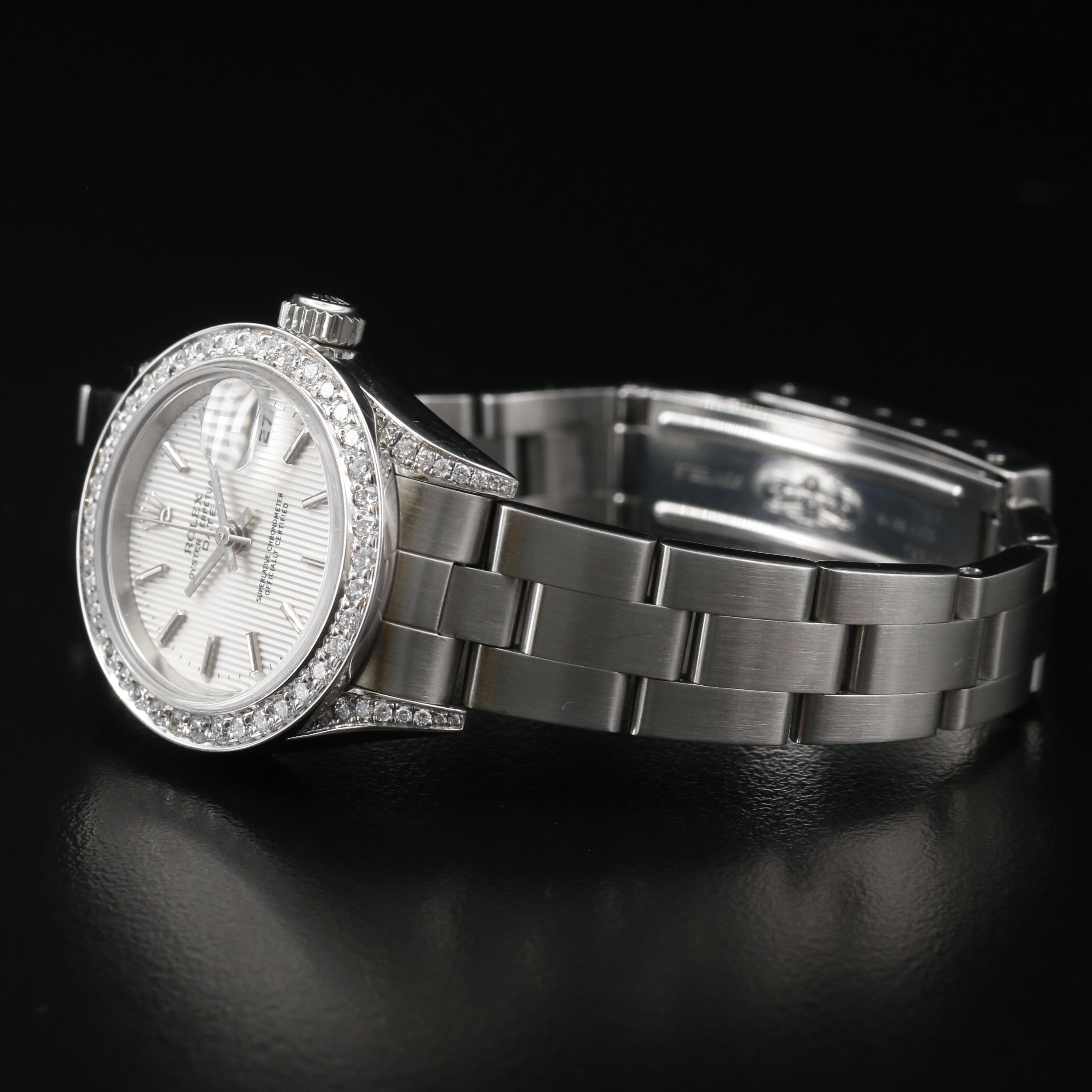 1998 Rolex Date 1.00 CTW Diamond and Stainless Steel Automatic Watch