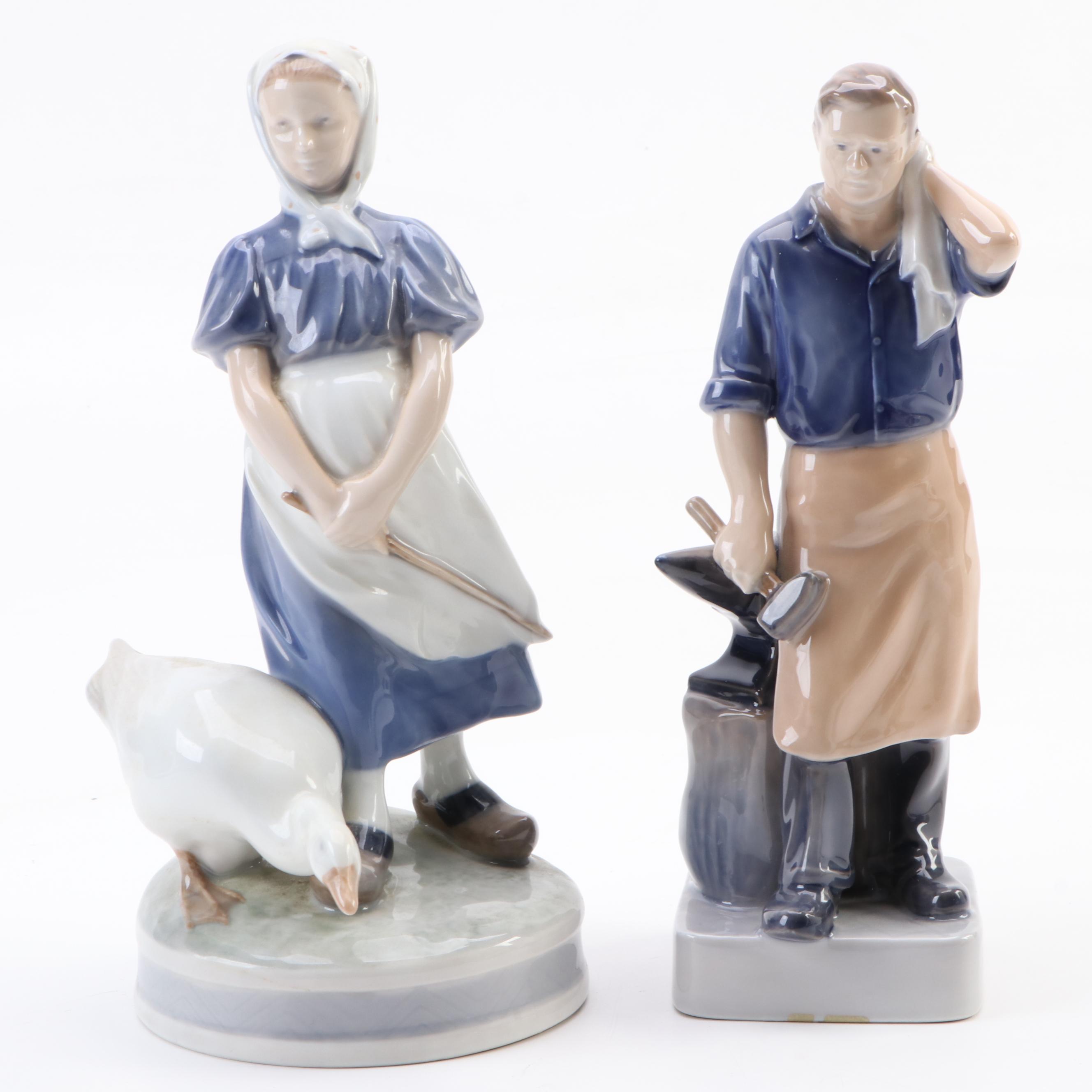 Royal Copenhagen Hand-Painted Porcelain Figurines