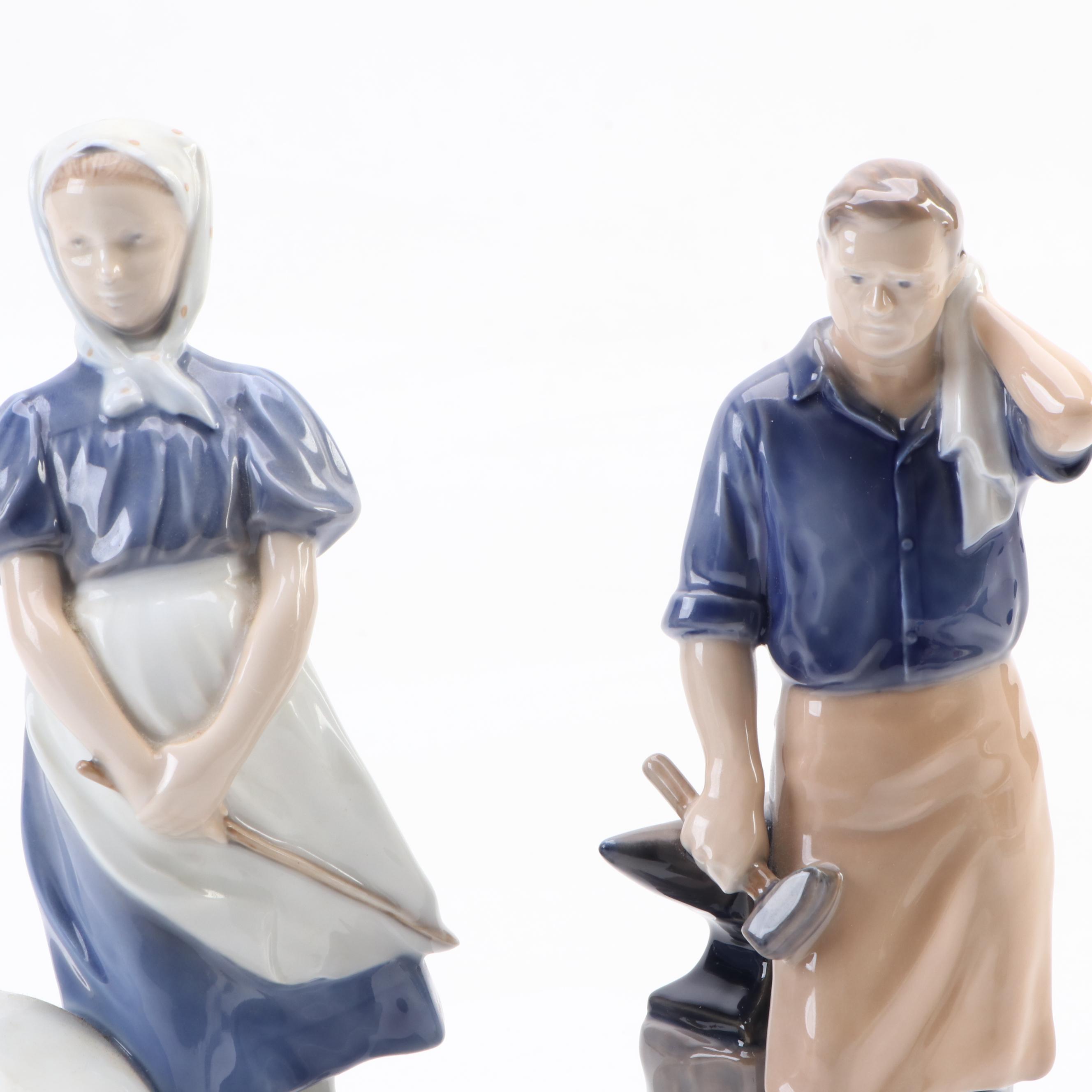 Royal Copenhagen Hand-Painted Porcelain Figurines