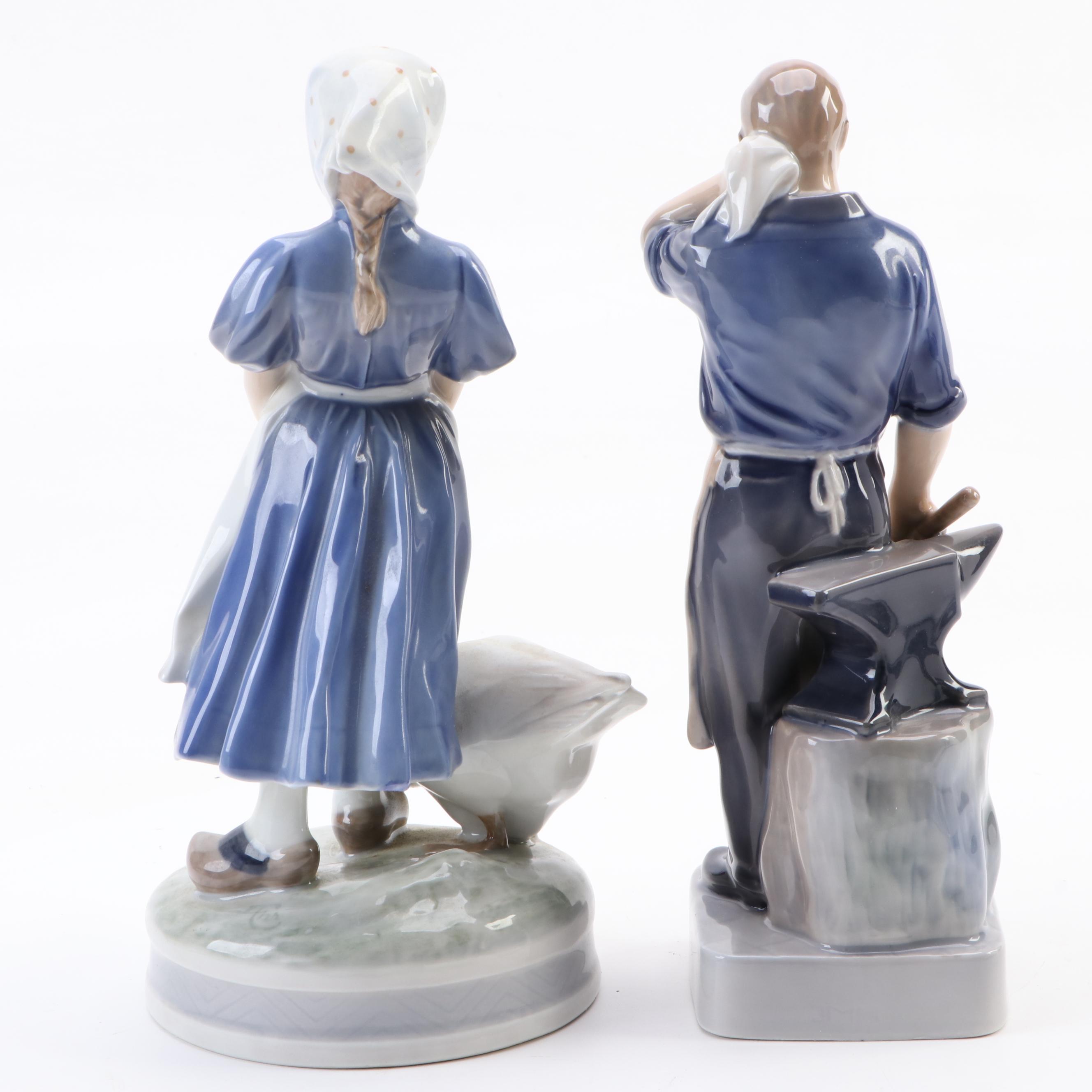 Royal Copenhagen Hand-Painted Porcelain Figurines