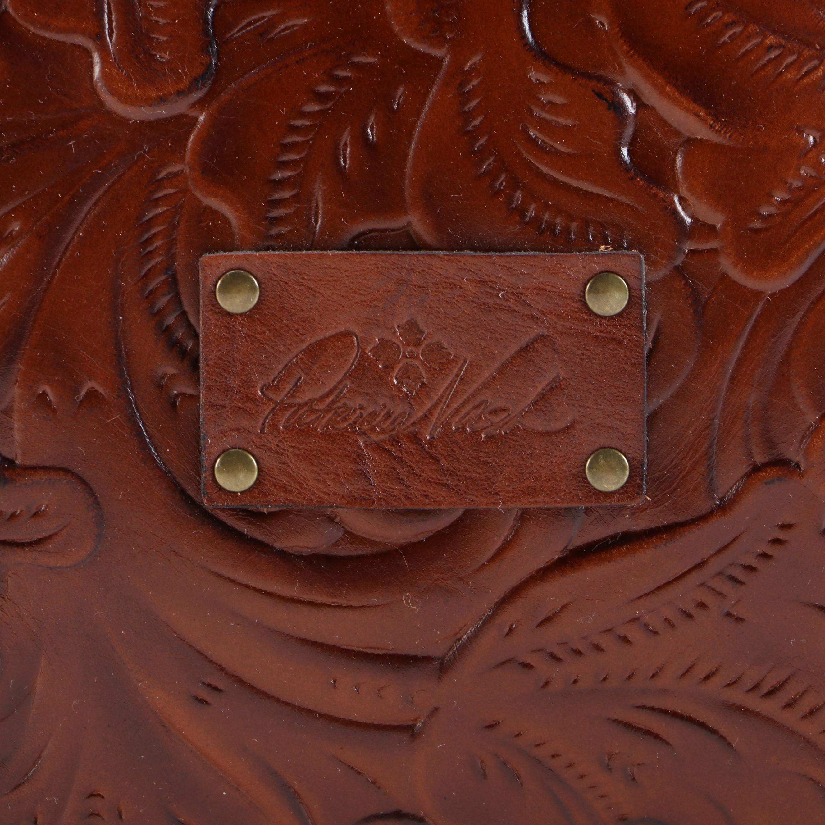 Patricia Nash Floral Tooled Leather Tote Bag in Whiskey Brown