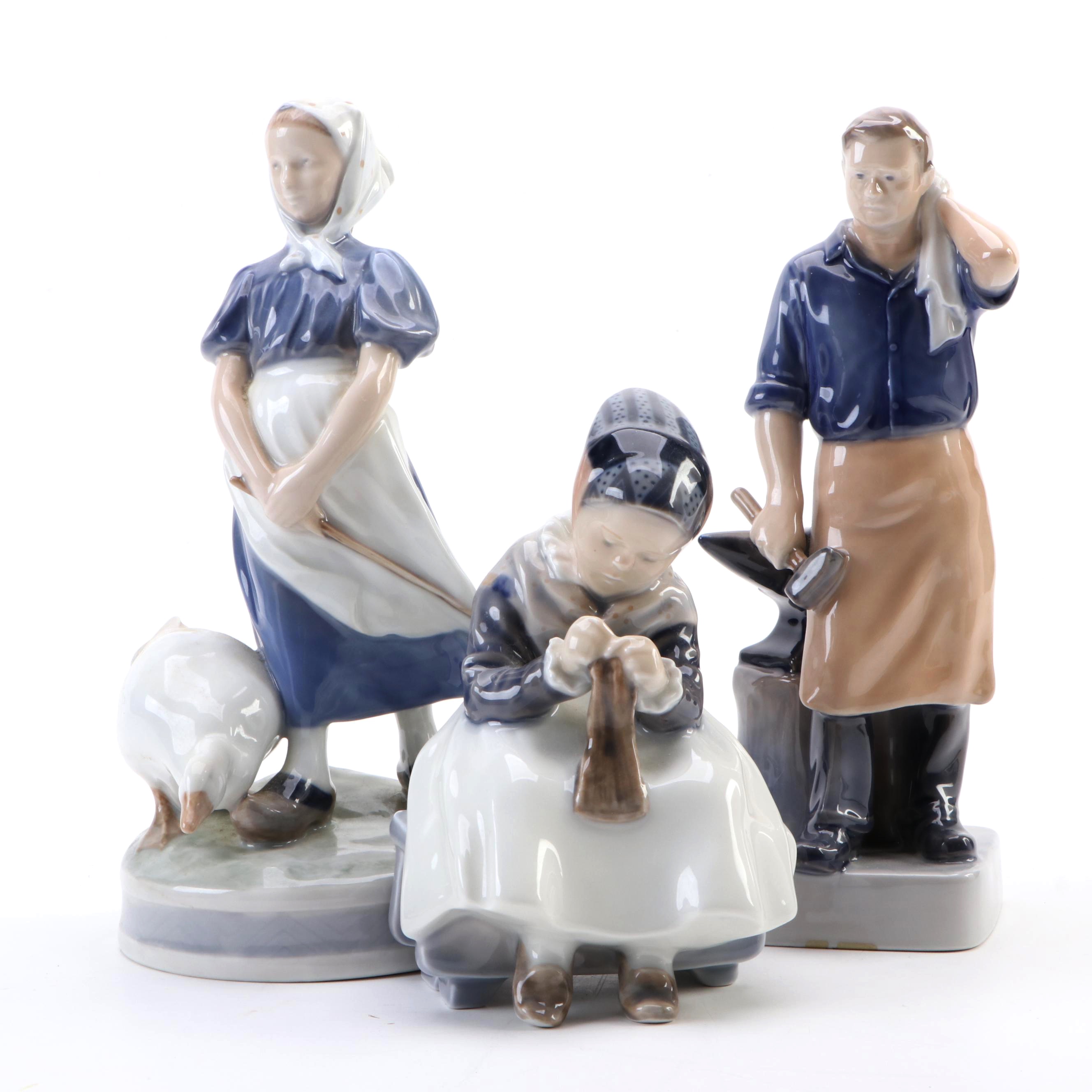 Royal Copenhagen Hand-Painted Porcelain Figurines