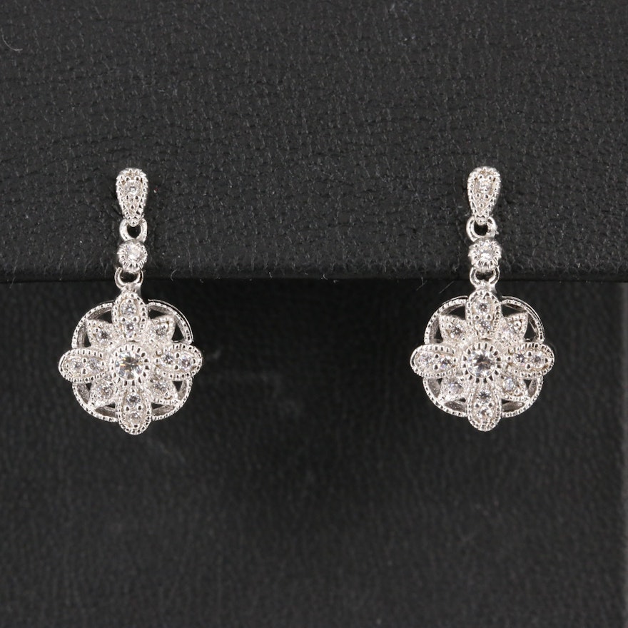 Sterling Silver Cubic Zirconia Dangle Earrings