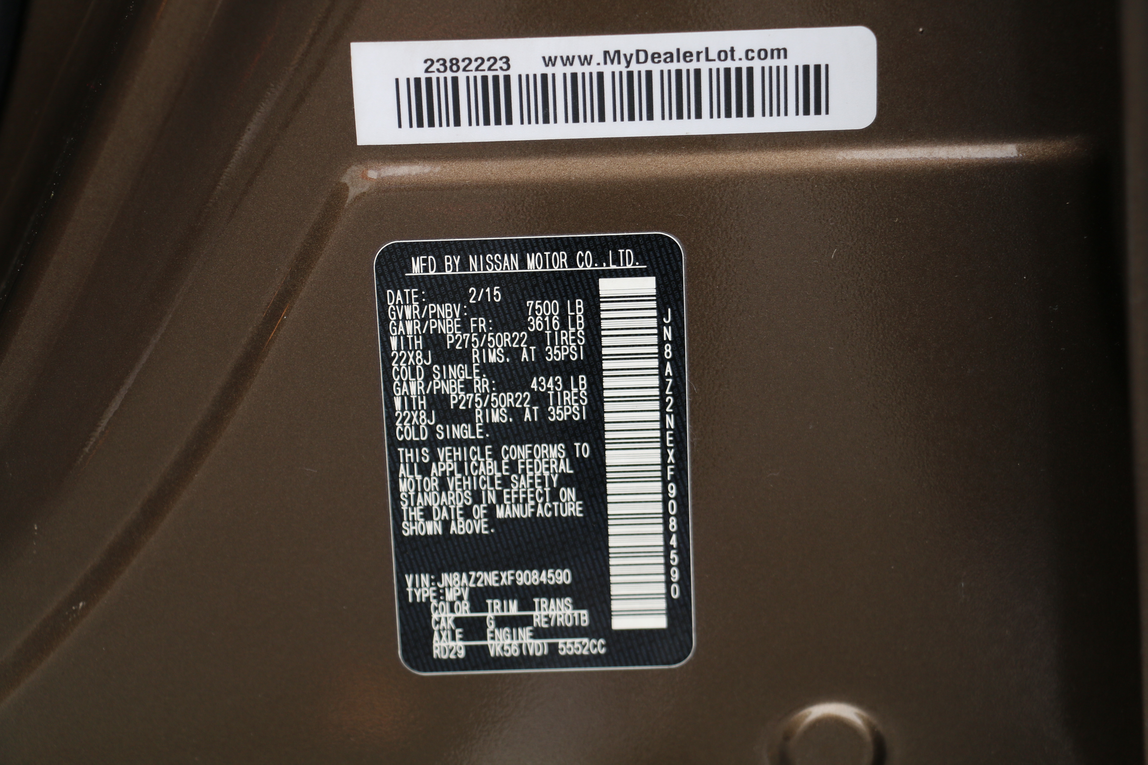 2015 Smoky Quartz Infiniti QX80 4-Door SUV