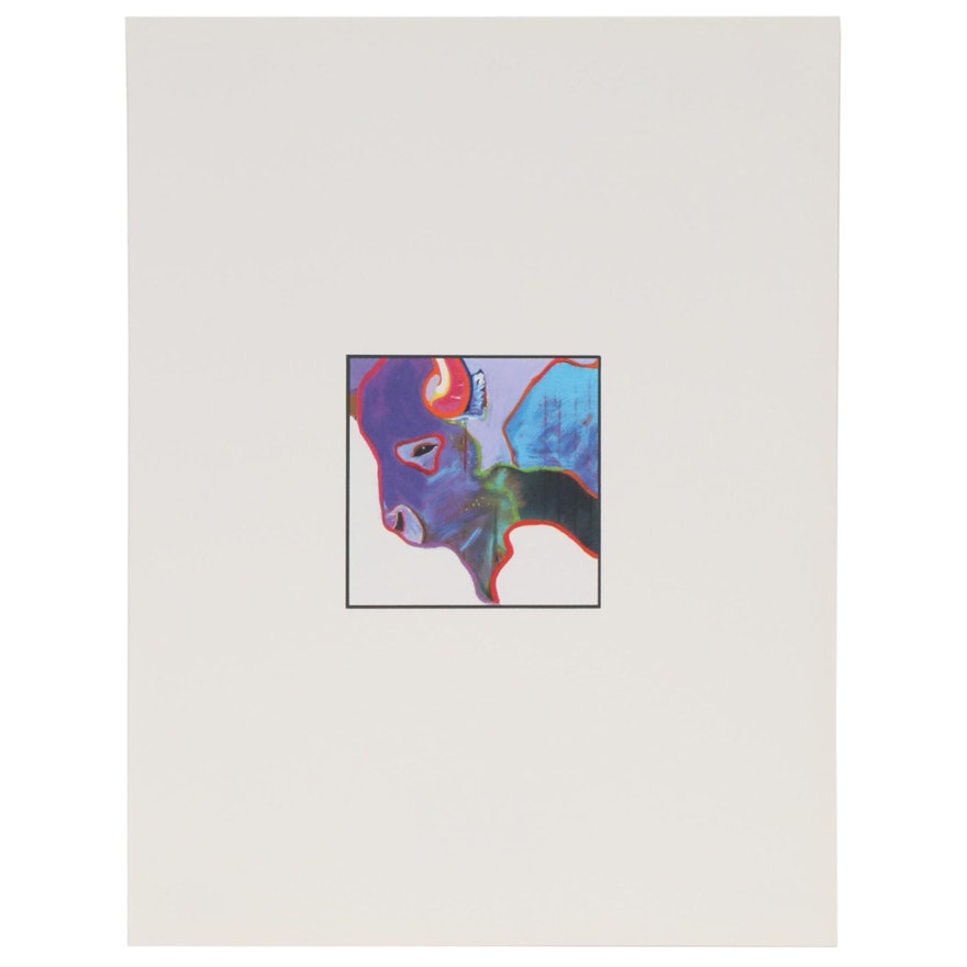 John Nieto Serigraph of Buffalo in Profile, circa 1996