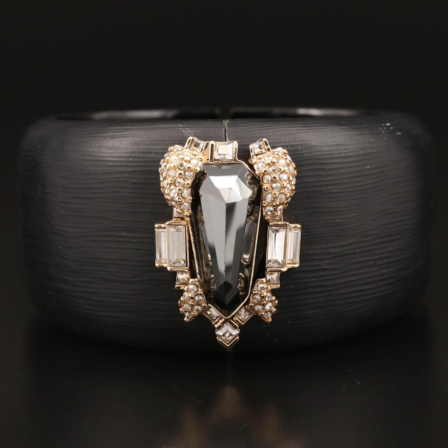 Alexis Bittar Lucite and Cubic Zirconia Hinged Cuff