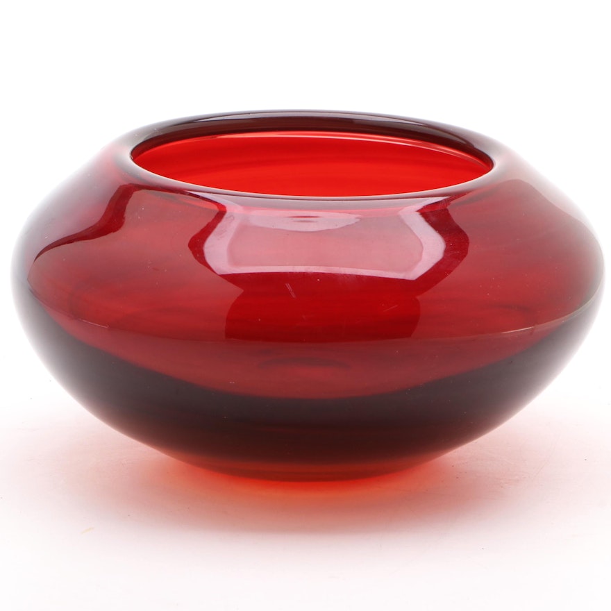Baker O'Brien Ruby Red Art Glass Bowl