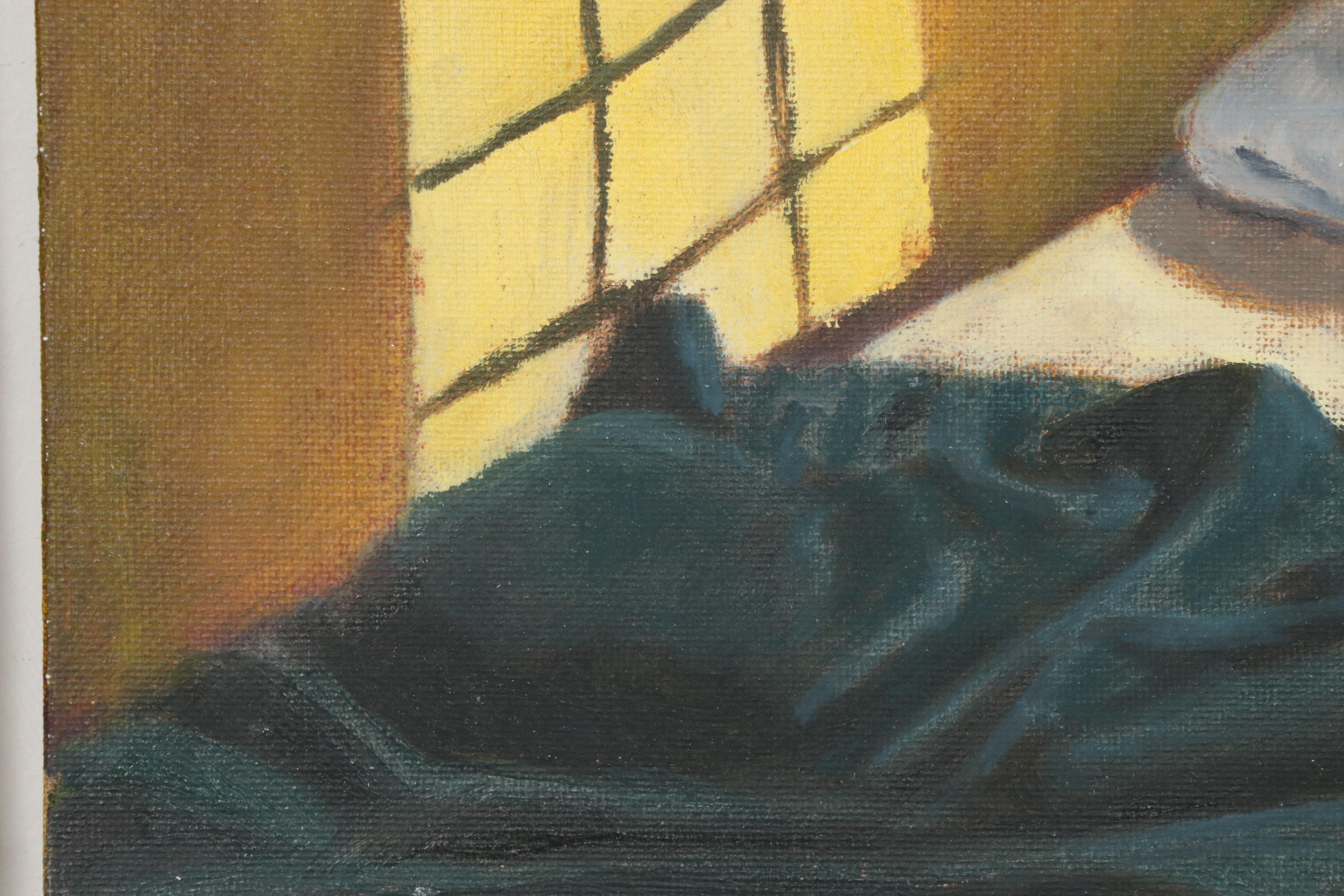 Marcus Brewer Oil Paintings of a Window Shopper and Bedroom, Early 21st Century