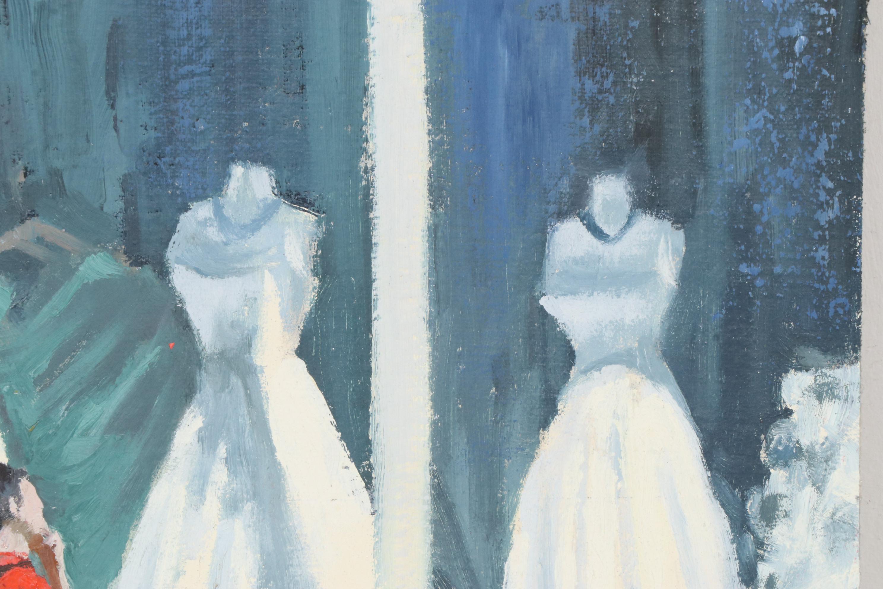 Marcus Brewer Oil Paintings of a Window Shopper and Bedroom, Early 21st Century