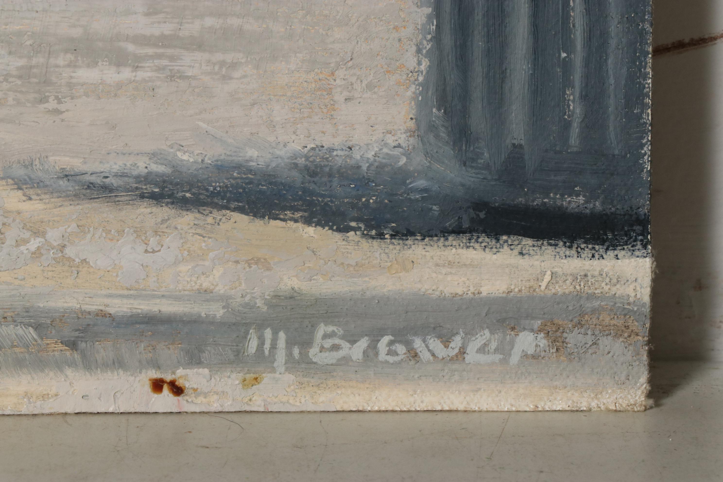 Marcus Brewer Oil Paintings of a Window Shopper and Bedroom, Early 21st Century