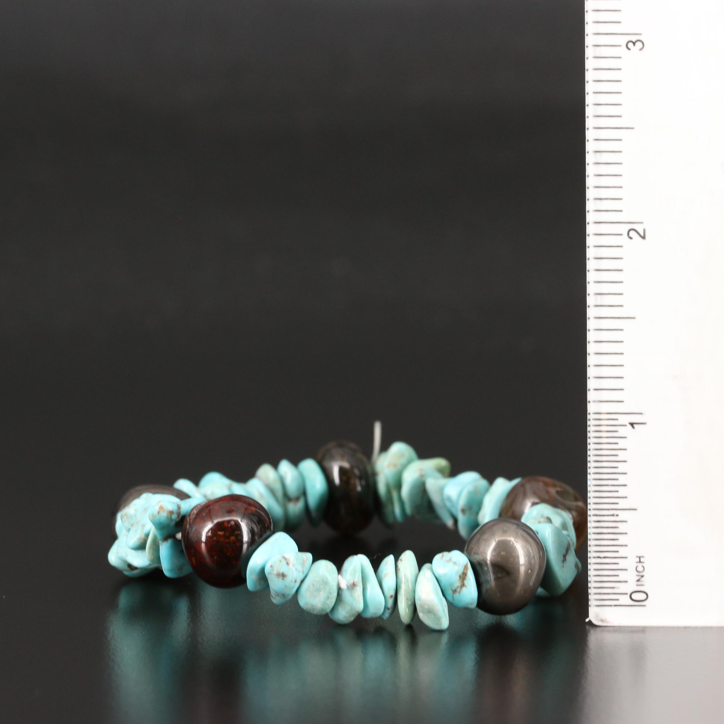 Turquoise and Agate Stretch Bracelet