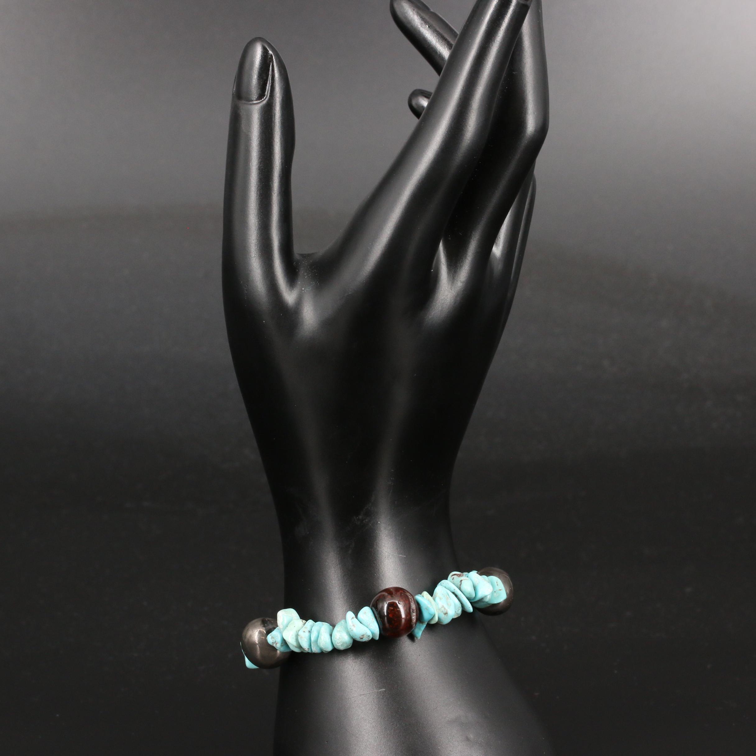 Turquoise and Agate Stretch Bracelet