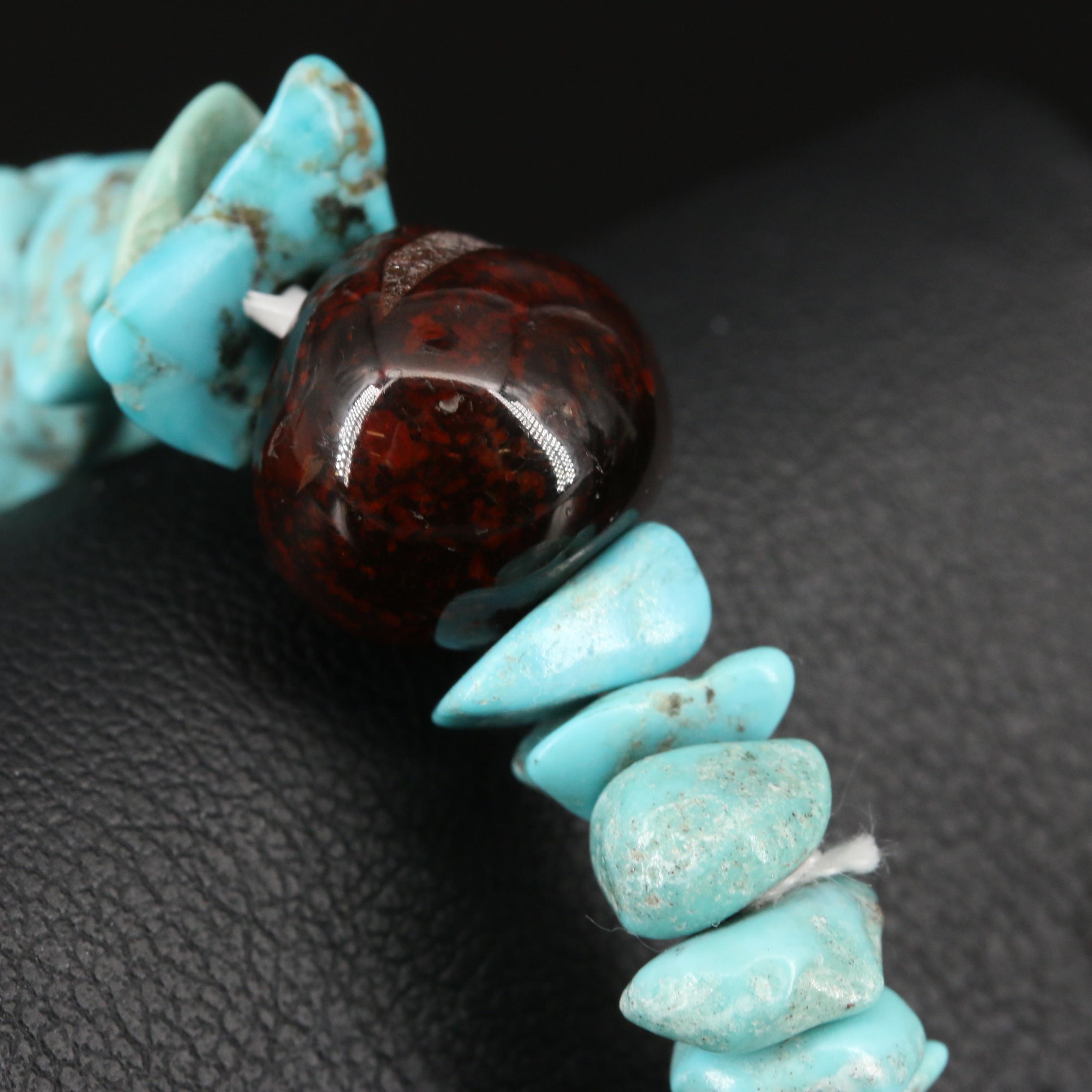 Turquoise and Agate Stretch Bracelet