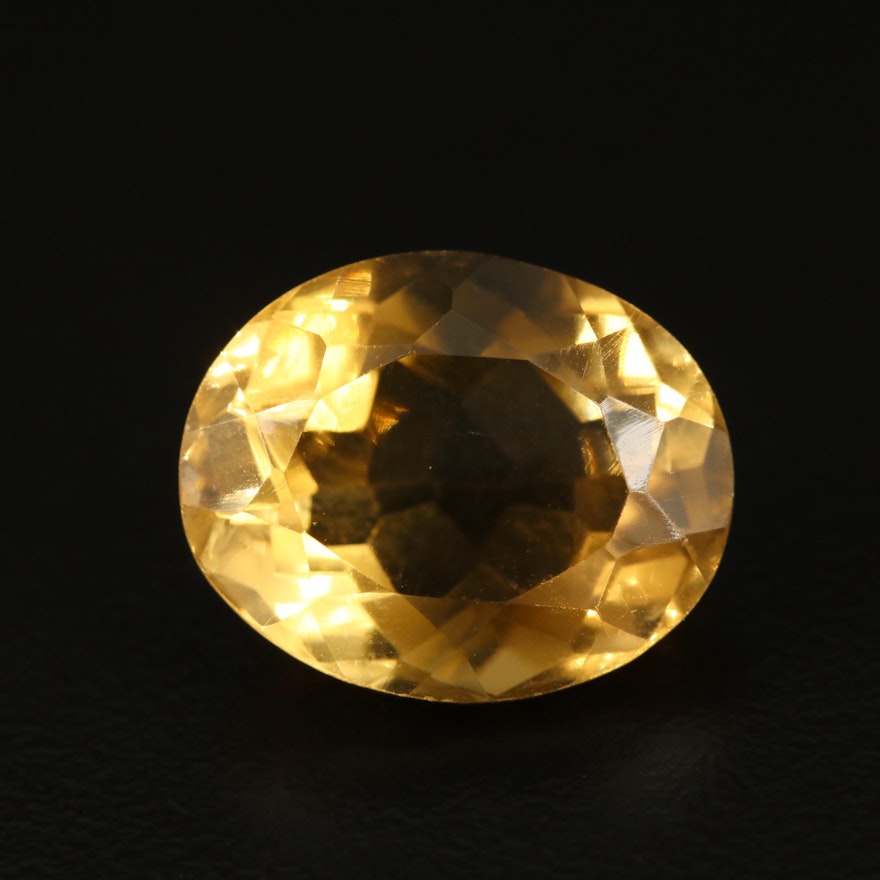 Loose 11.26 CT Oval Faceted Citrine