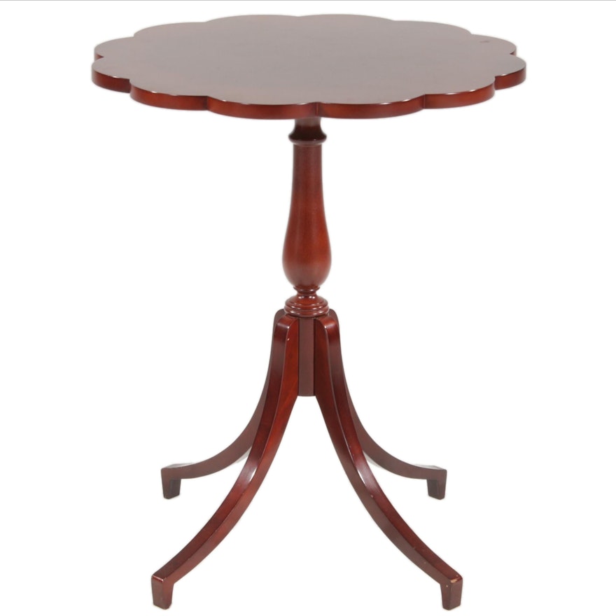 Sheraton Style Piecrust Cherry-Stained Side Table, Mid to Late 20th Century