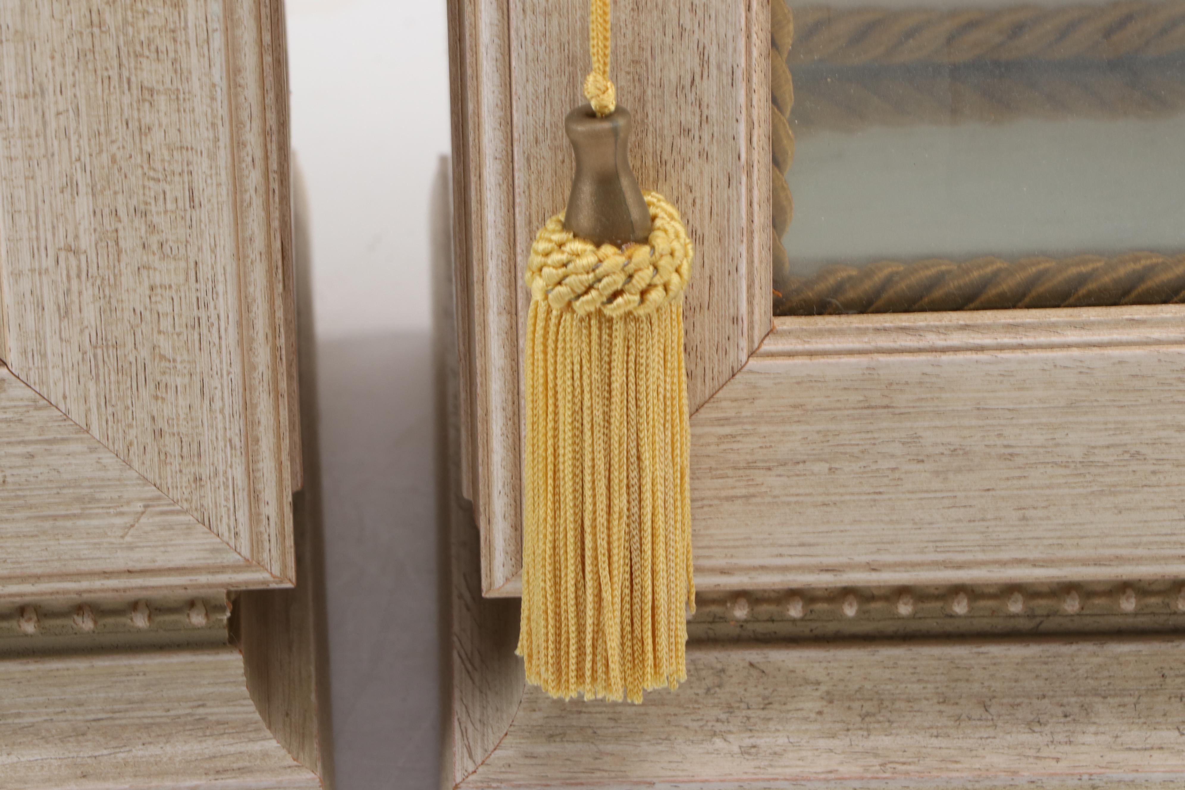 Pair of Horchow Marble-Top Vitrine Display Cabinet Pedestals